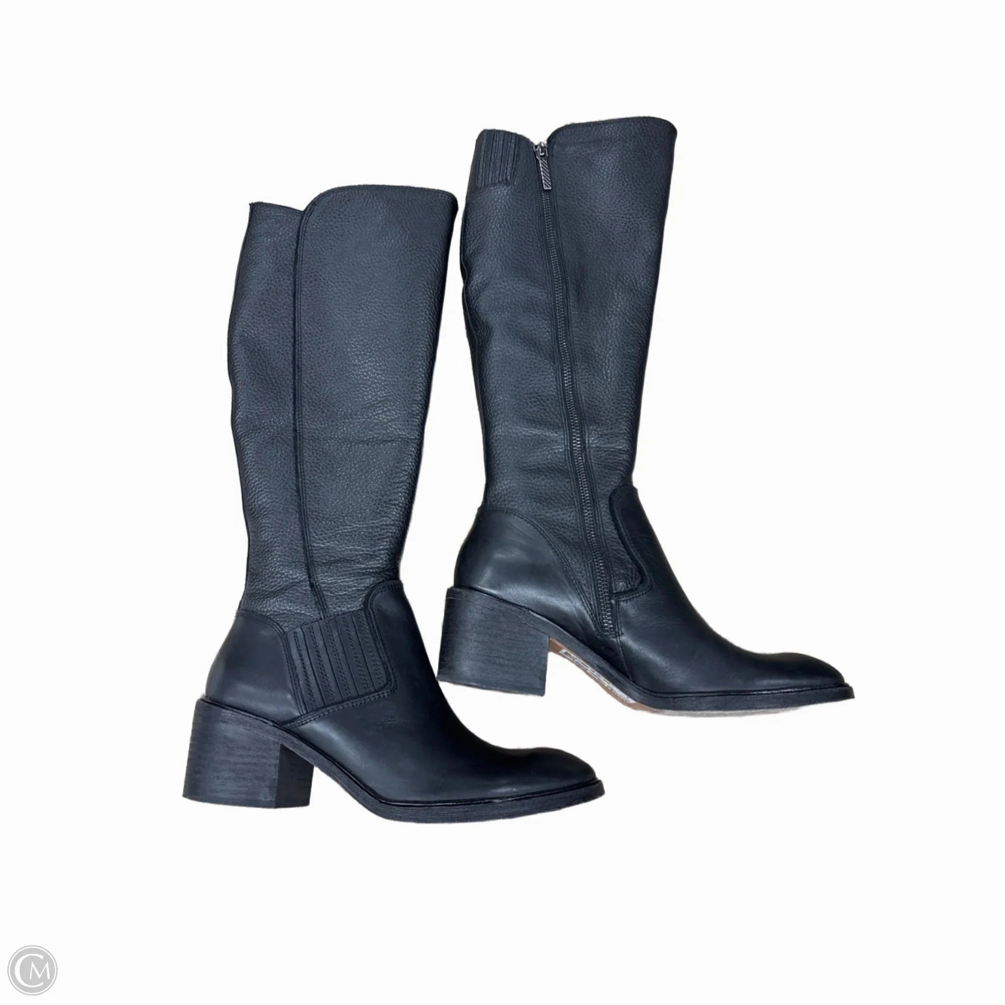 Work Day Storm Proof Boots Knee Heels By Donald Pliner In Black, Size: 7.5