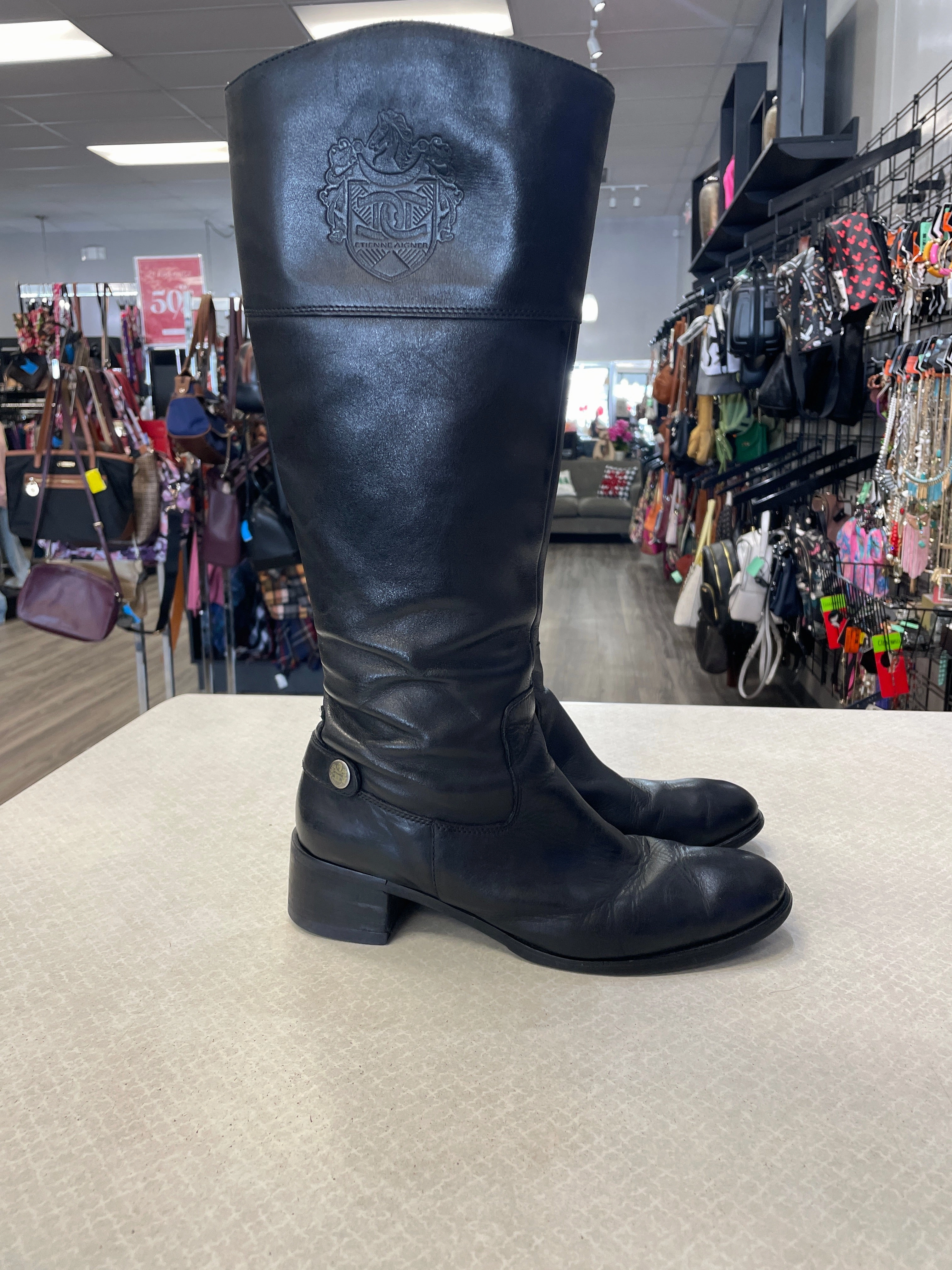 Boots Knee Heels By Etienne Aigner In Black, Size: 9.5 Anti Odor Backcountry Camper