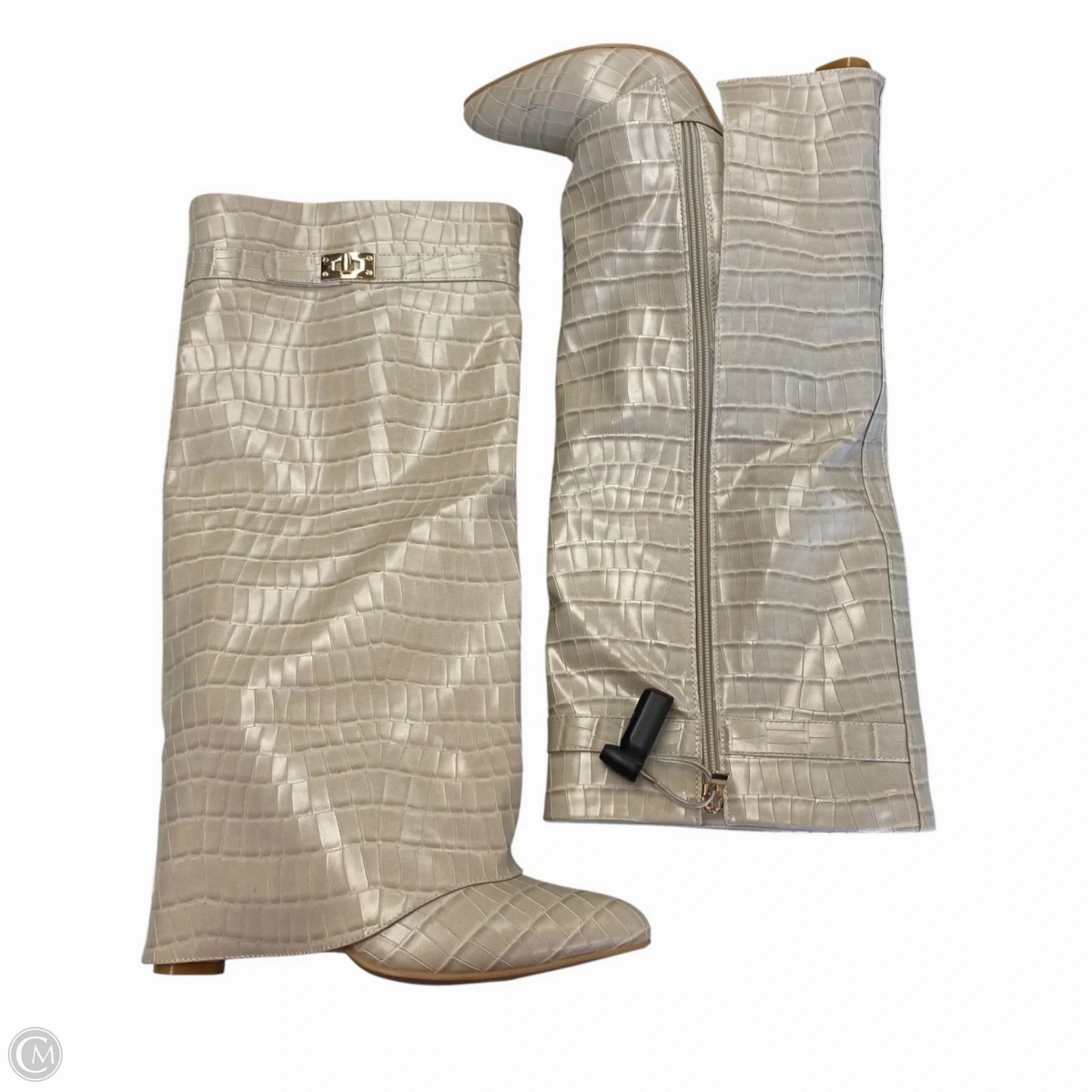 Boots Knee Heels By Fashion Nova In Tan, Size: 8 Shock Absorbing Morning Walk ground grip