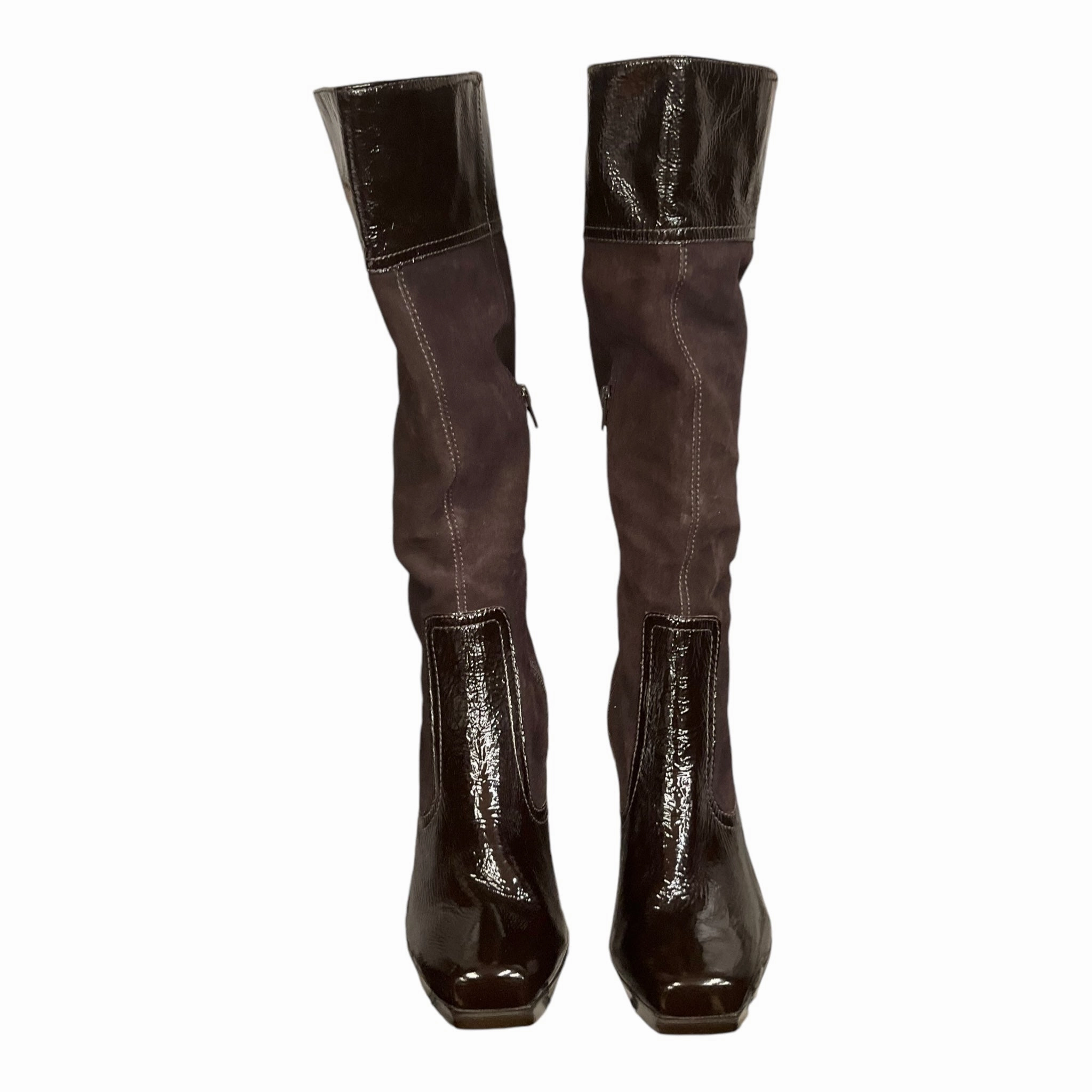 Pull Tab Easy Wear Boots Knee Heels By Gianni Bini In Brown, Size: 9.5