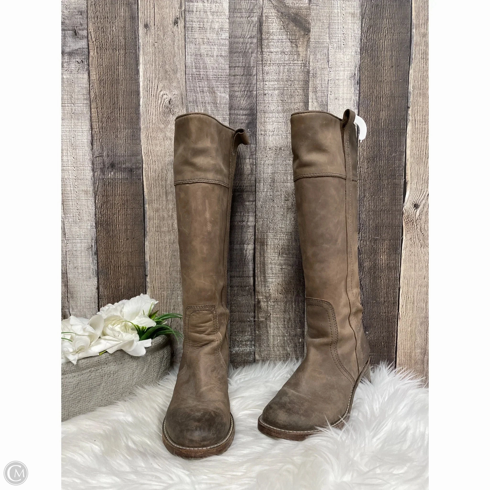 Rainy Day Boots Knee Heels By Halogen In Taupe, Size: 6.5