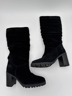 Non Marking Outsole Low Profile Night Travel Boots Knee Heels By Harley Davidson In Black, Size: 9.5