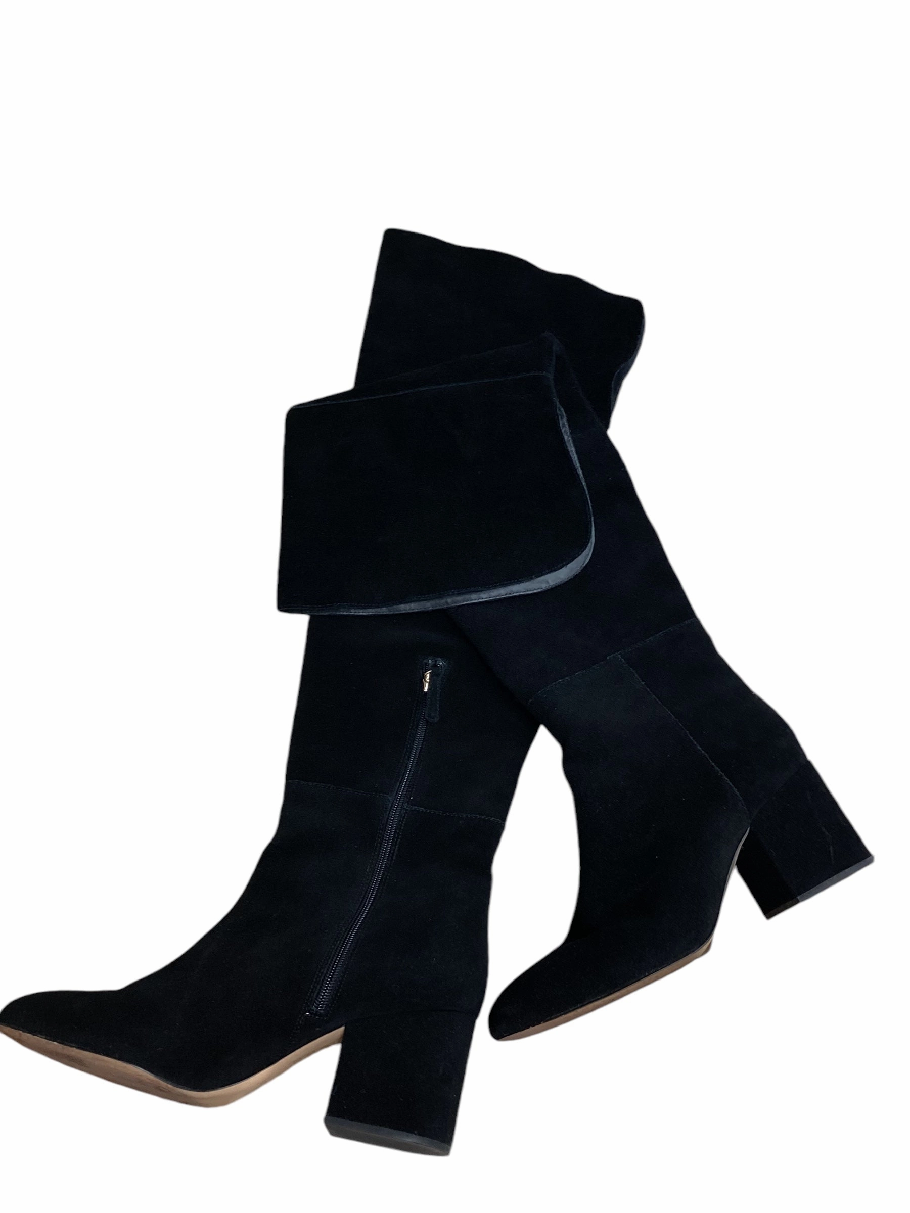 Boots Knee Heels By J. Crew In Black, Size: 10.5 Low Profile Weekend Camping Rain Ready