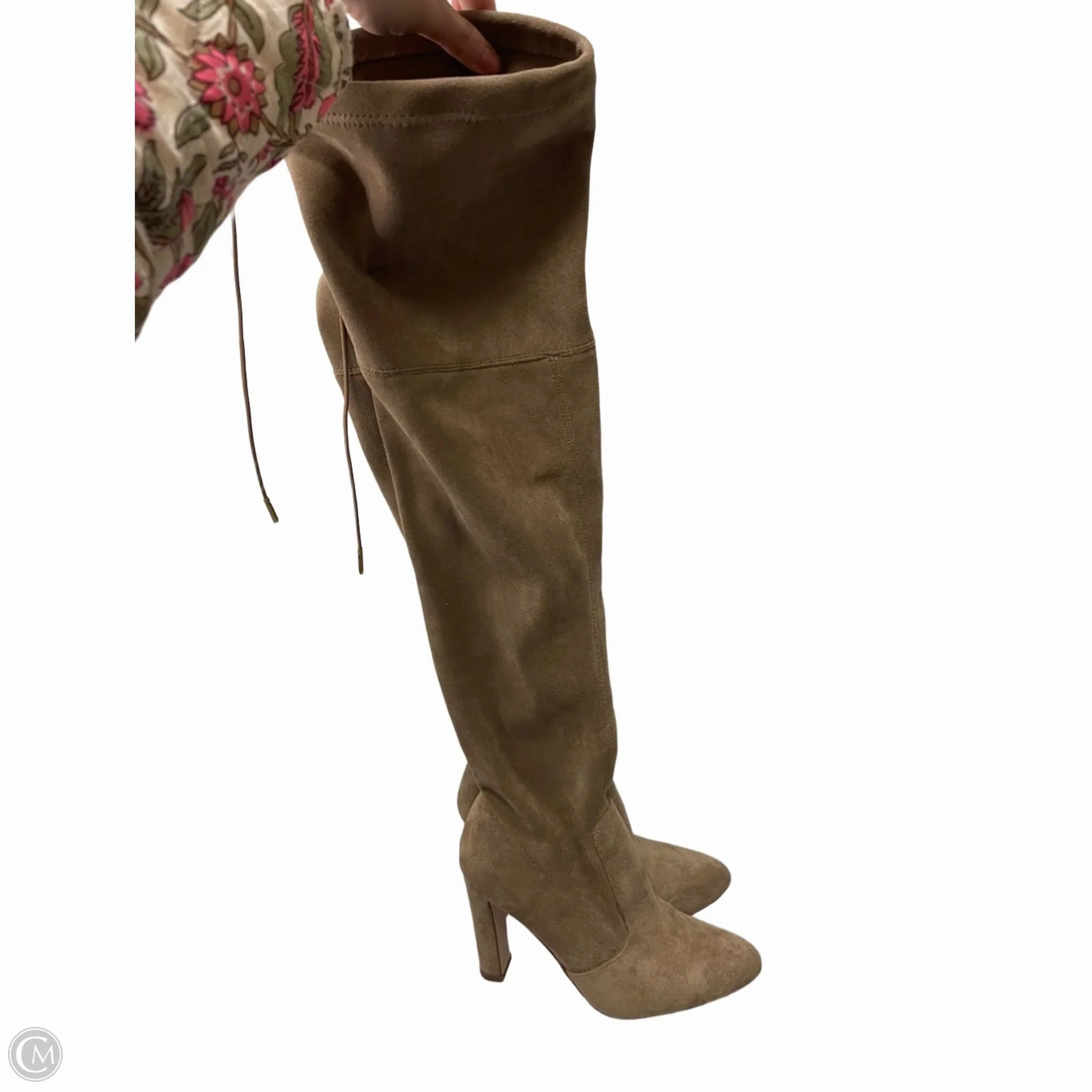 Boots Knee Heels By Just Fab In Tan, Size: 7 Lace-up Long Walks