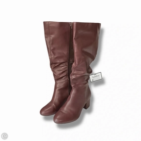 Stable Support Urban Commute Lace Closure Boots Knee Heels By Lane Bryant In Maroon, Size: 10