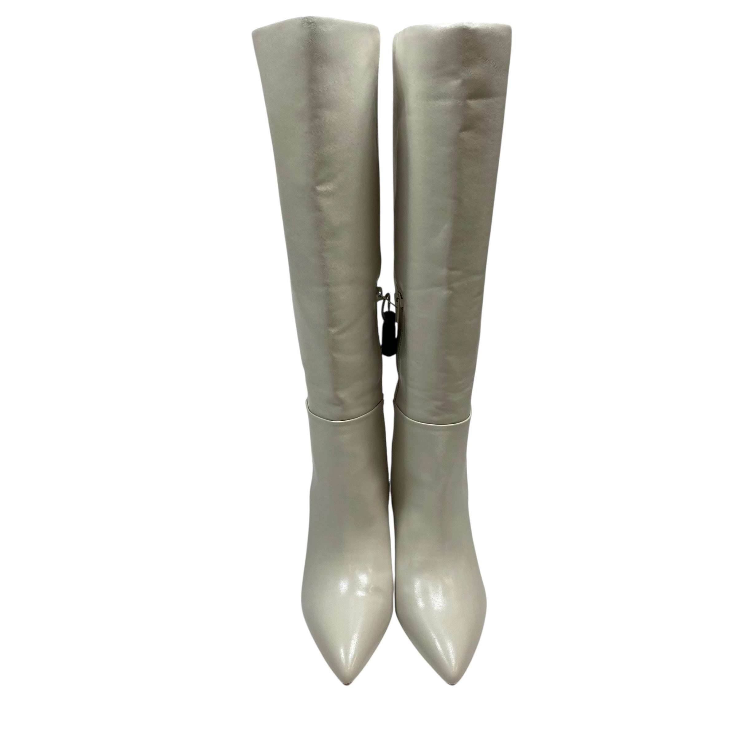 Elastic Goring Insulated Functional Minimalist Boots Knee Heels By Madden Girl In Cream, Size:7.5