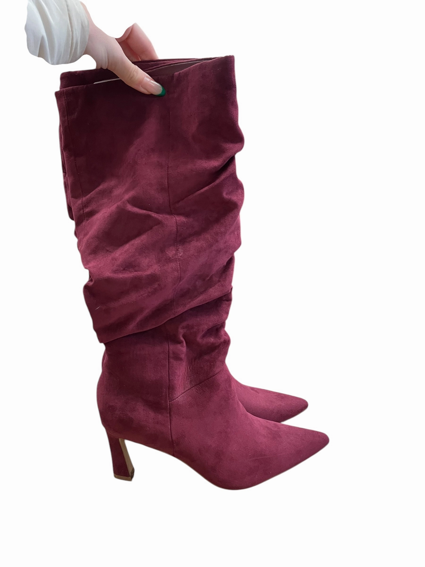 Eco Material Rainy Days Boots Knee Heels By Shoedazzle In Red, Size: 8