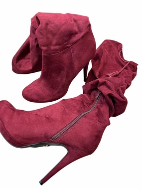Boots Knee Heels By Thalia Sodi In Red, Size: 9 Traction Lug Pattern