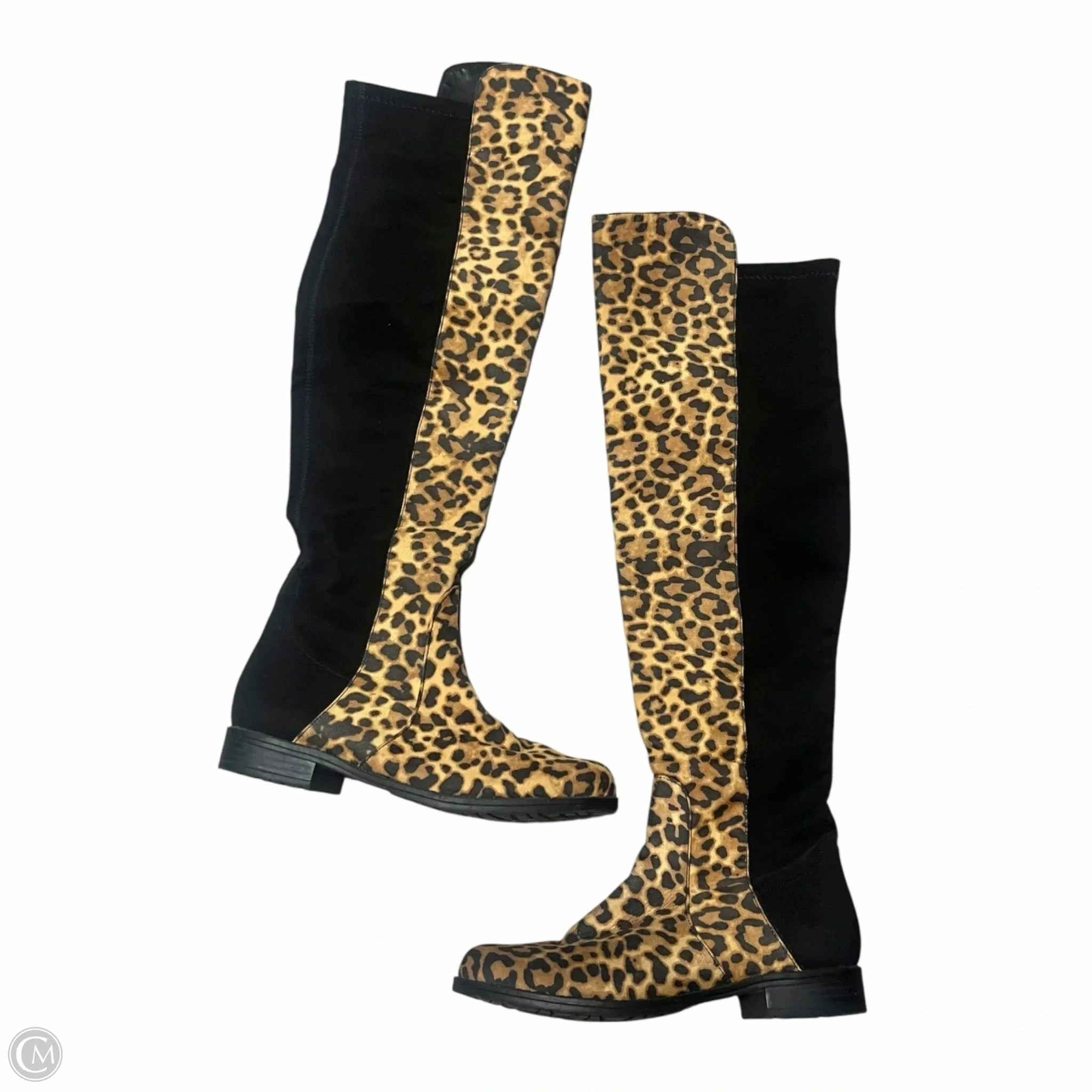 dry surface Cushion Build Boots Knee Heels By Unisa In Animal Print, Size: 6