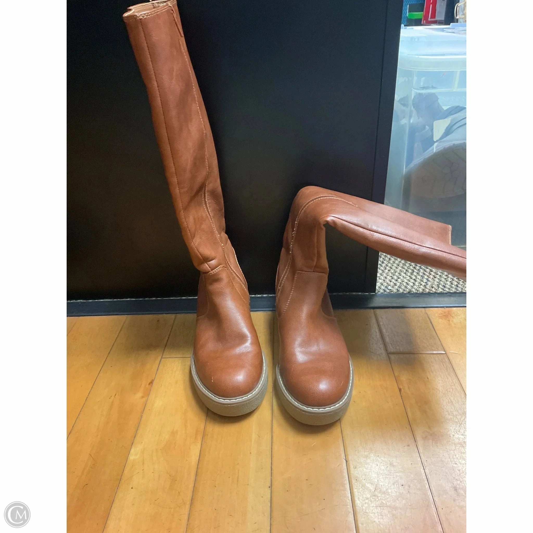 Boots Knee Heels By Universal Thread In Brown, Size: 6 Eco Material Snowy Path Perfect Fit