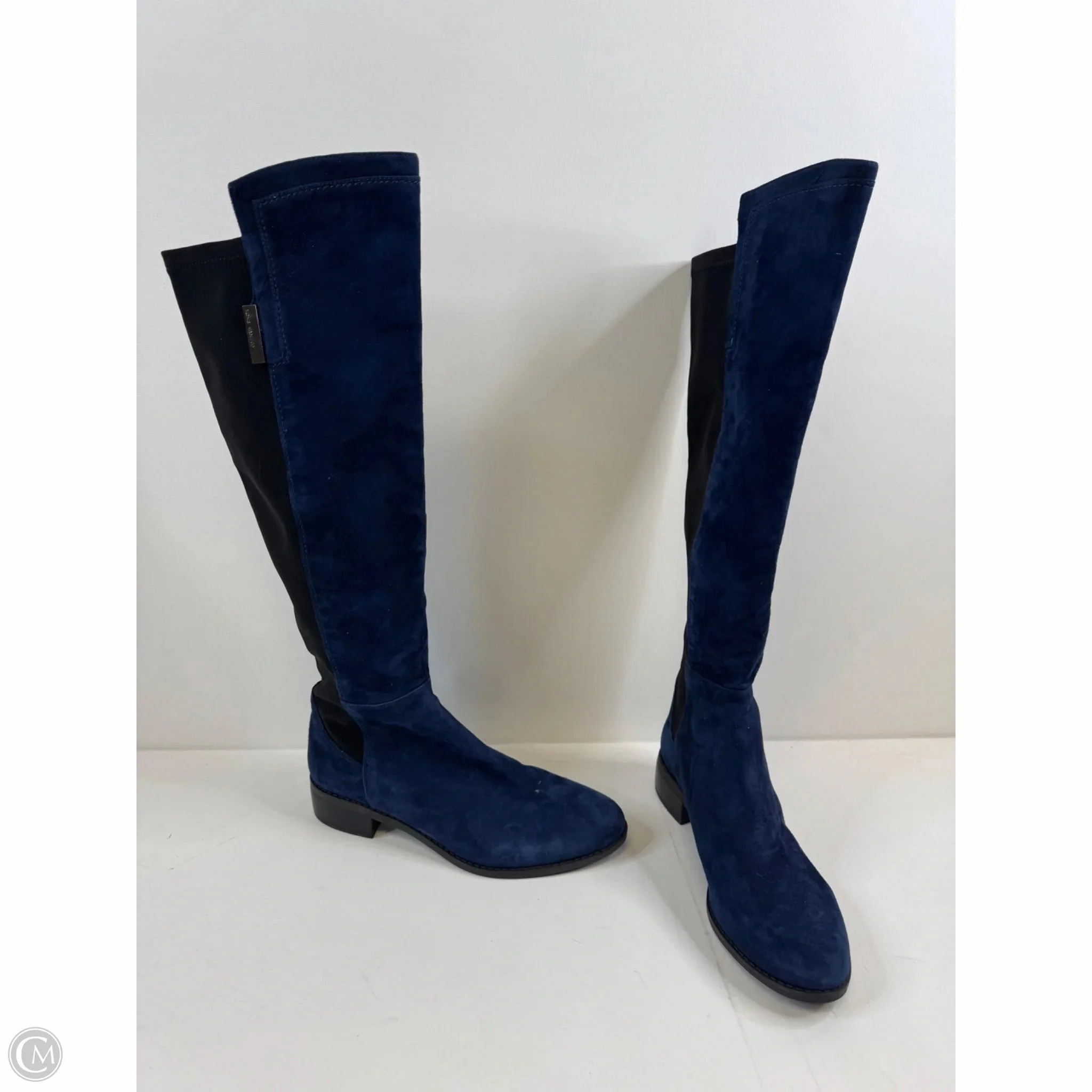 Thermal Core Rainy Day Commuter Comfort footbed Boots Knee Heels By Vince Camuto In Blue, Size: 10