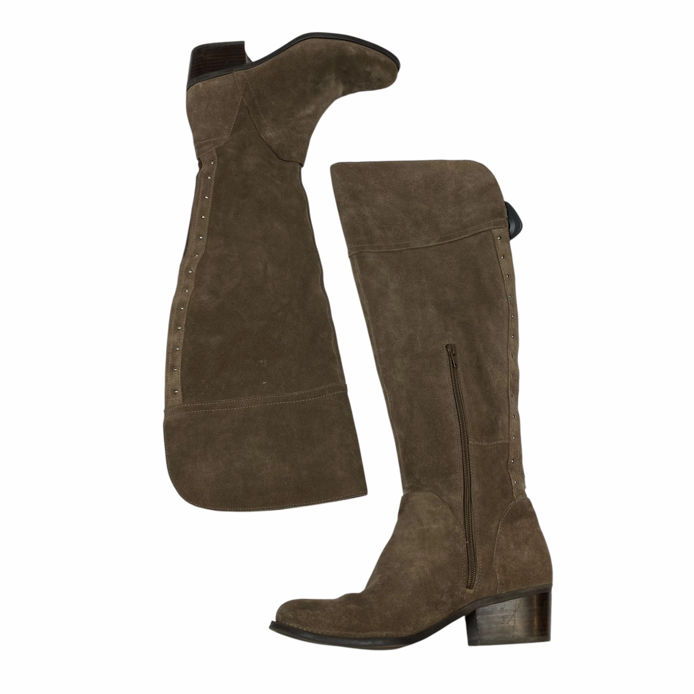 Boots Knee Heels By Vince Camuto In Brown, Size:8.5 Breathable Cold Weather Commuter Rugged Walk