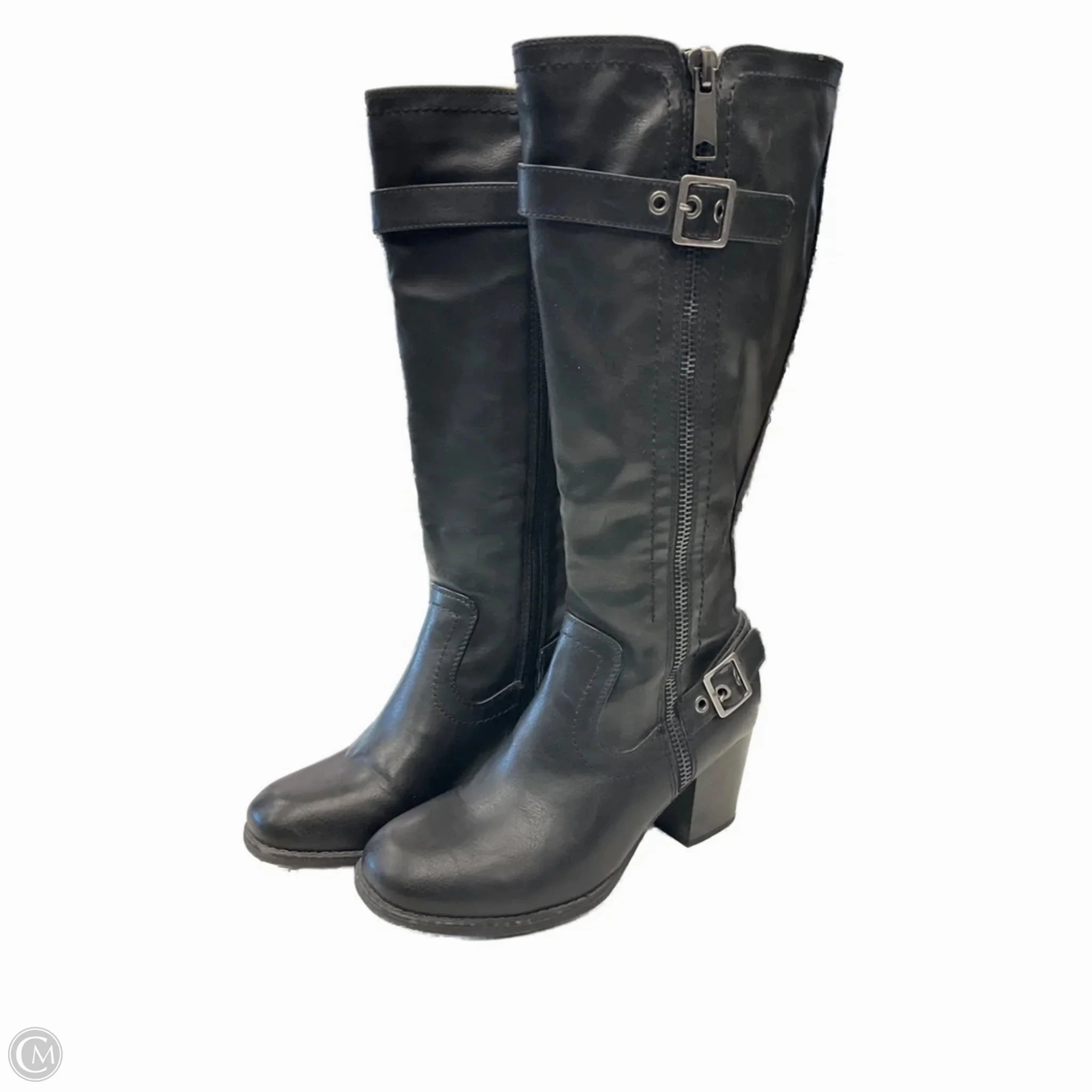 Boots Knee Heels By White Mountain In Black, Size: 9 Heel Stabilizer Eco Material Hiking Trails