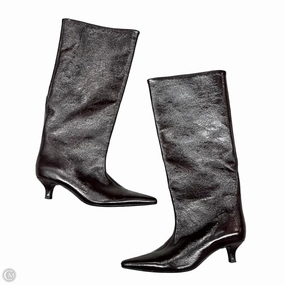 Boots Knee Heels By Zara In Maroon, Size: 6.5 Suede Feel