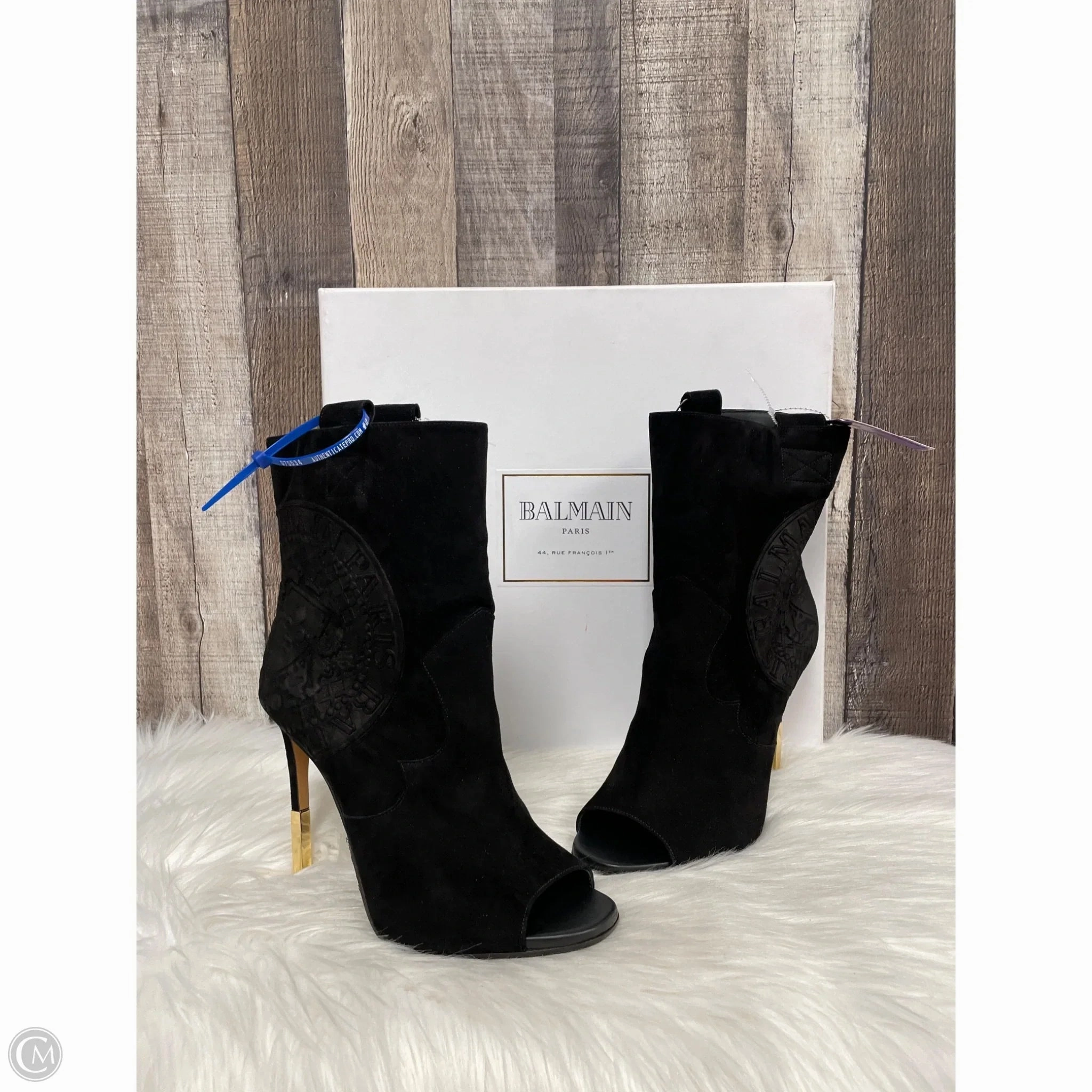 Boots Luxury Designer By Balmain In Black, Size: 8.5 Skin Fresh Stretchable Upper