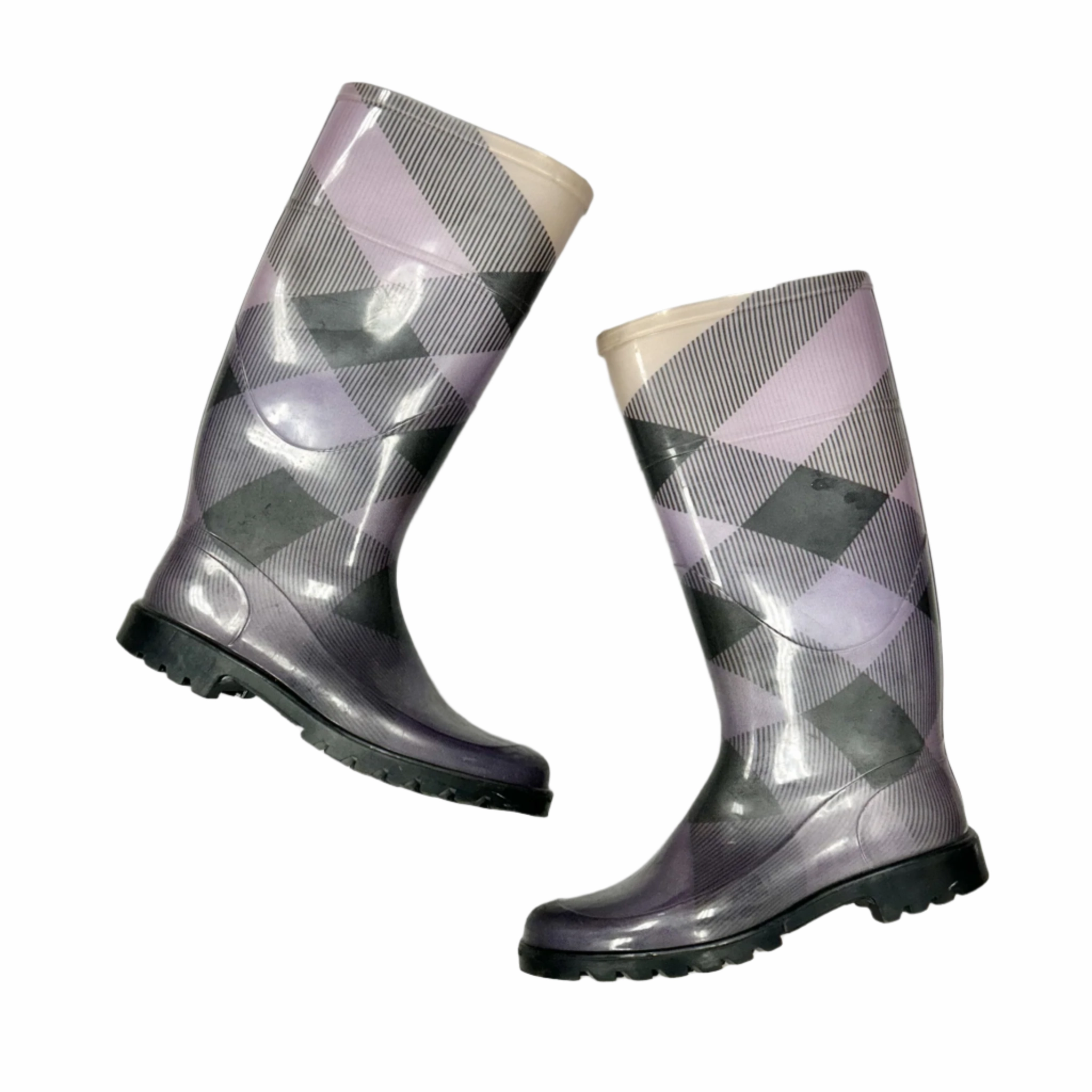 Ergonomic Travel Enthusiasts Tropic Mode Boots Luxury Designer By Burberry In Black & Purple, Size: 6.5