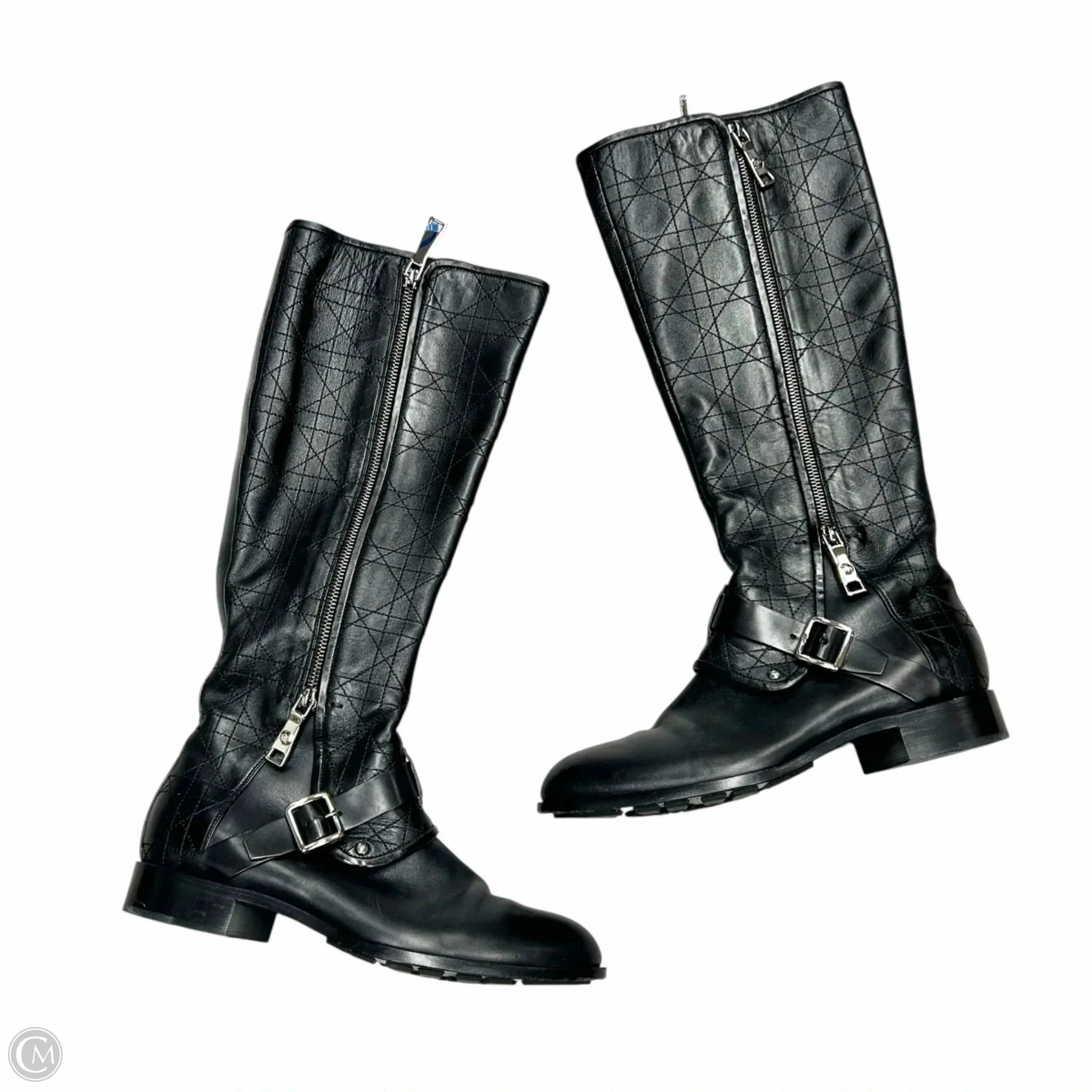 Reinforced toe Rolling Motion Design Boots Luxury Designer By Dior In Black, Size: 7.5