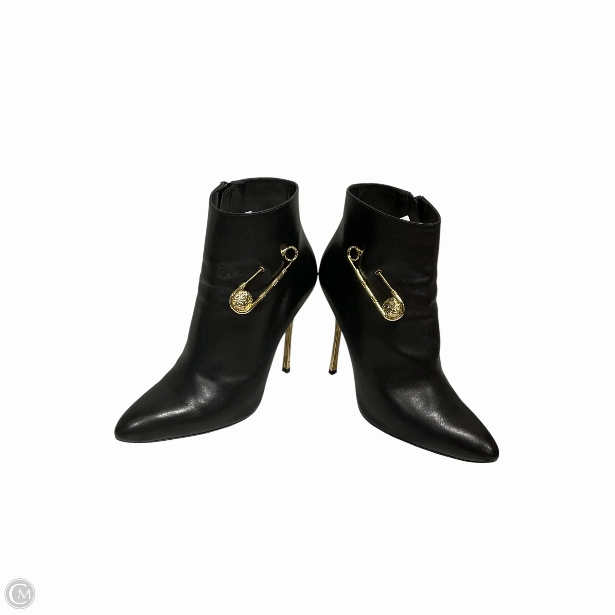 Boots Luxury Designer By Versace In Black, Size: 8 Flexible Outsole Construction