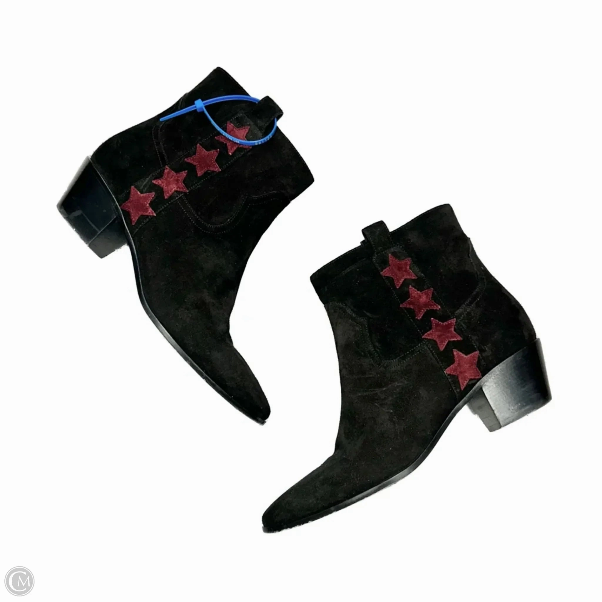 Boots Luxury Designer By Yves Saint Laurent In Black & Red, Size: 8 Barefoot Feel Design Angel Glow