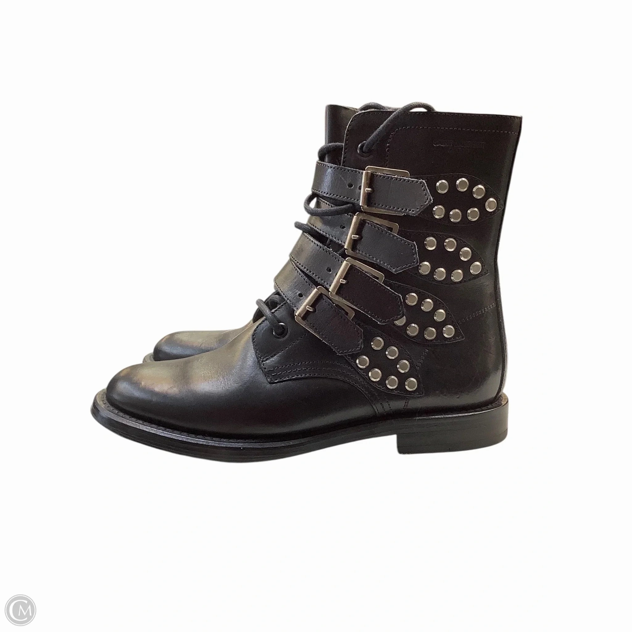 Everywhere Fit Breathable Road Trip Boots Luxury Designer By Yves Saint Laurent In Black & Silver, Size: 7.5(38)