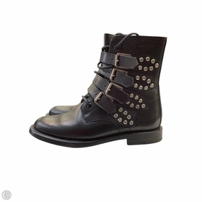 Everywhere Fit Breathable Road Trip Boots Luxury Designer By Yves Saint Laurent In Black & Silver, Size: 7.5(38)