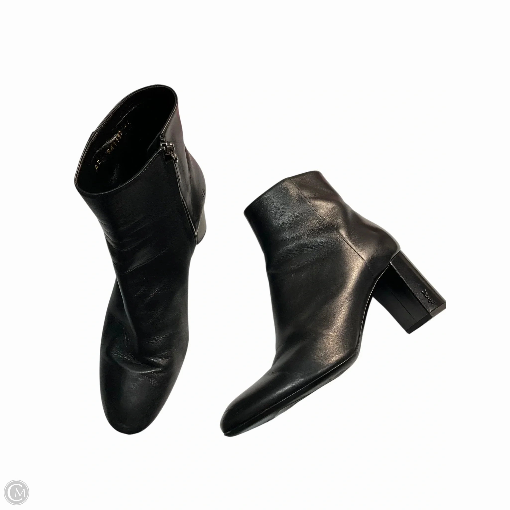 Boots Luxury Designer By Yves Saint Laurent In Black, Size: 10 Friction Free Inner Seams