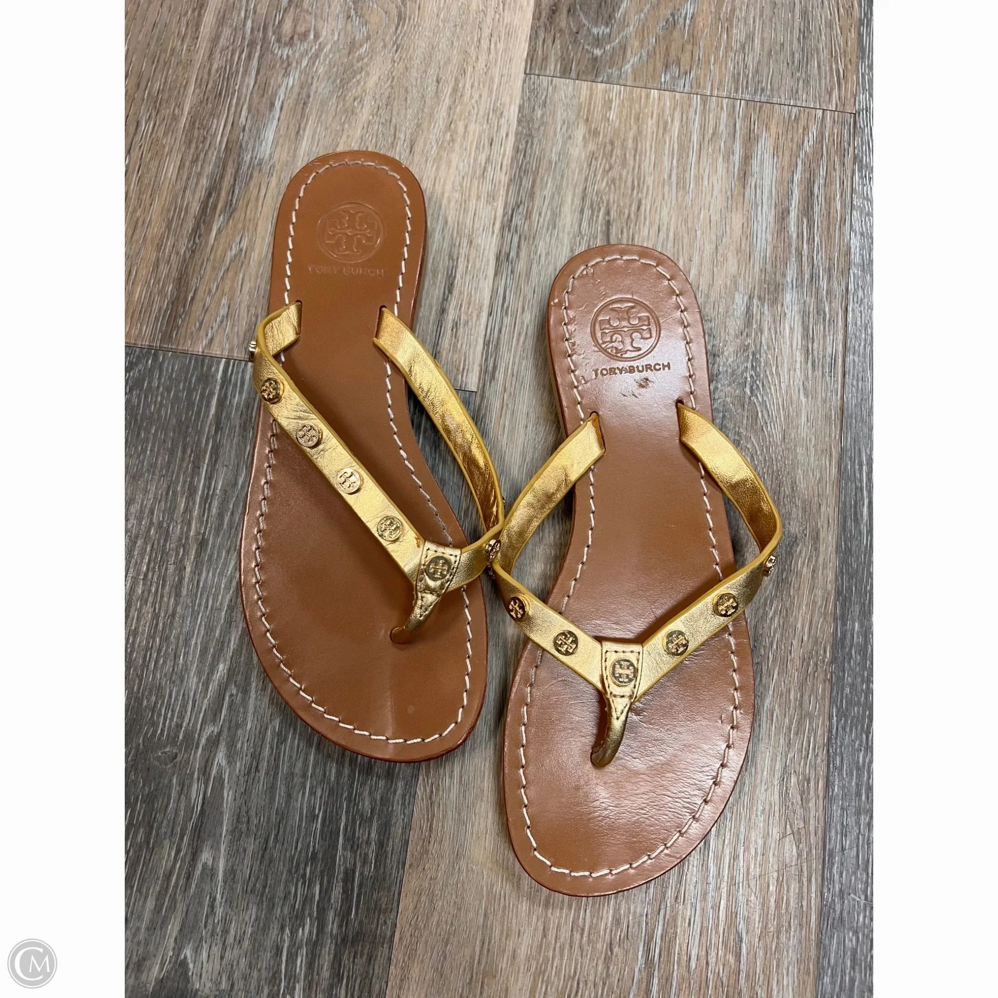 All Day Weekend Warriors Recycled Rubber Composite Sandals Designer By Tory Burch In Gold, Size: 8