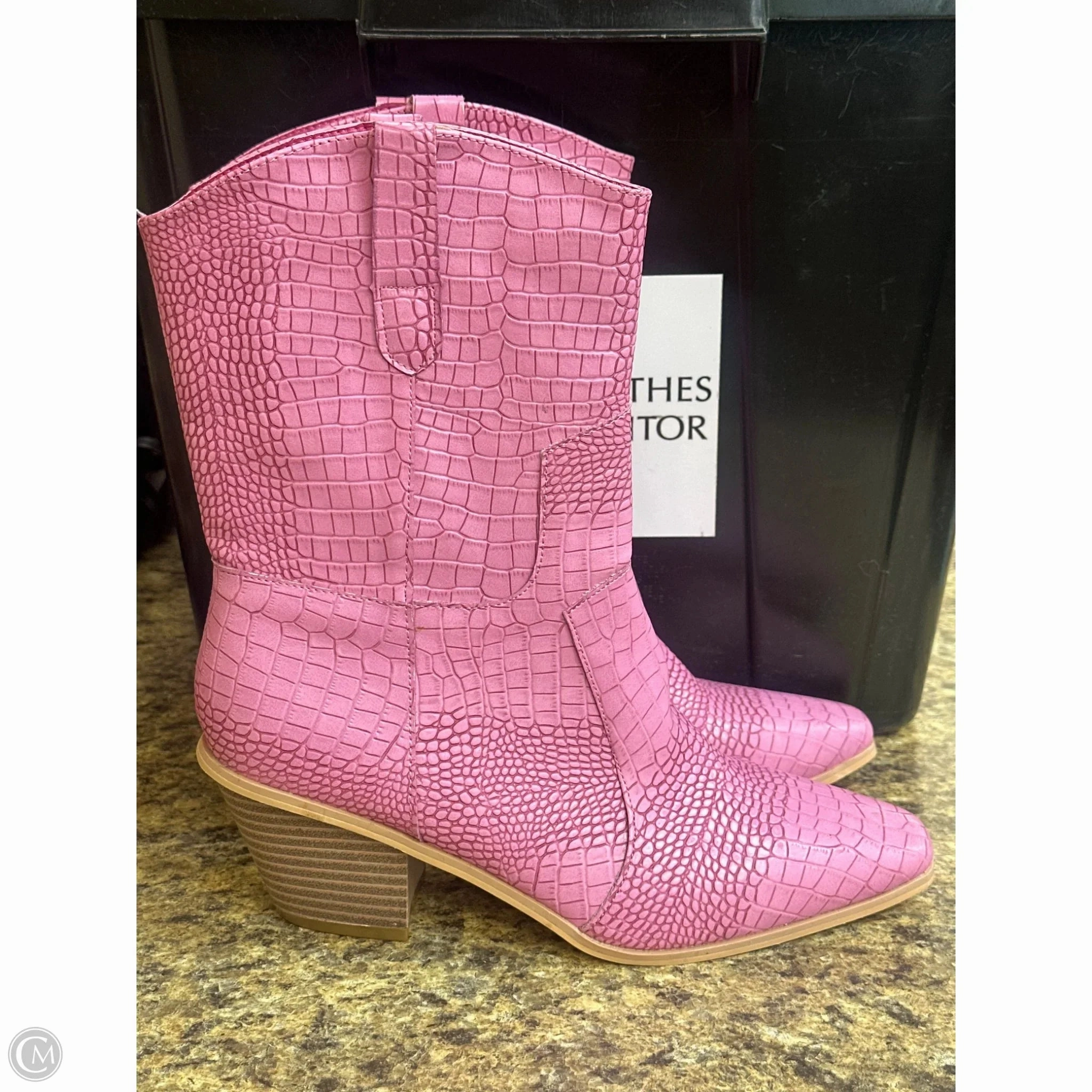 Sand Shade Suede Feel Boots Western By Cmf In Pink, Size: 8