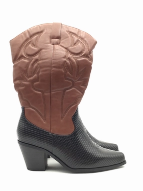 Boots Western By Just Fab In Black & Brown, Size: 8.5 Noise free