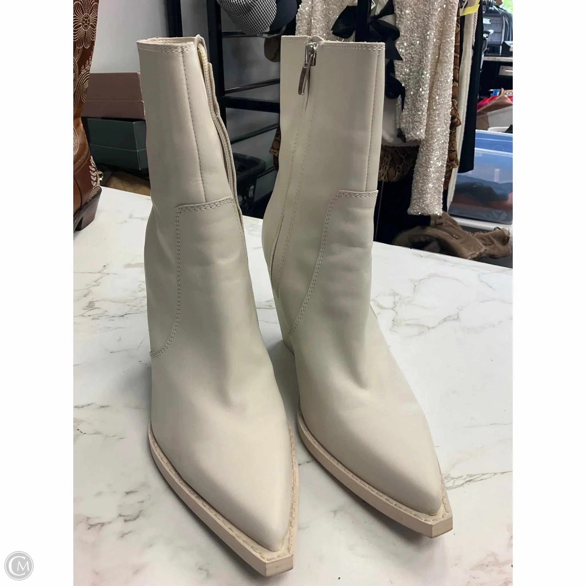 Model Insulated Cold Weather Commuter Boots Western By Nine West In Cream, Size: 8.5