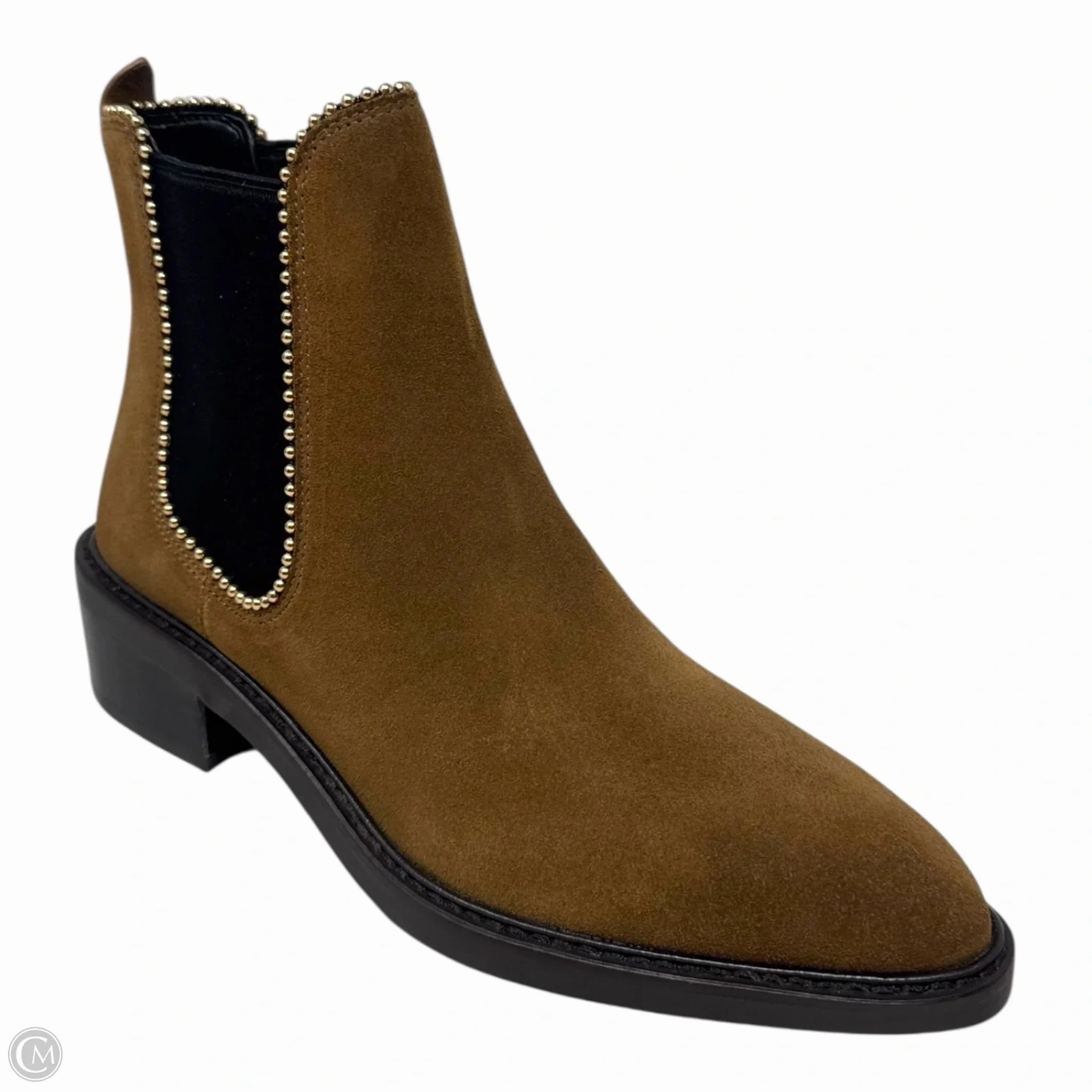 Bold Tone Bowery Studded Bootie Boots Designer By Coach In Tan, Size: 6