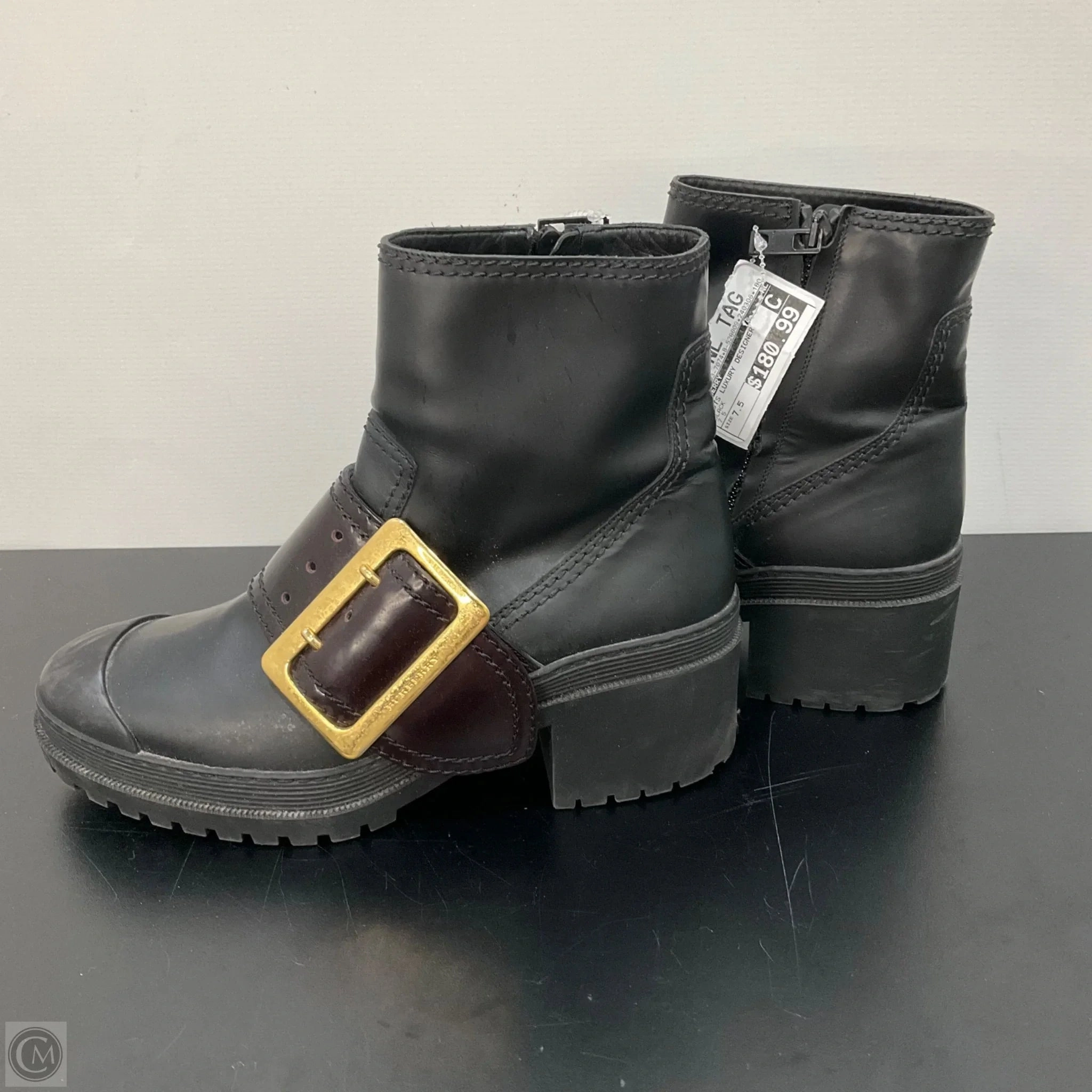 Boots Luxury Designer By Burberry In Black, Size: 7.5 Path Free All Comfort