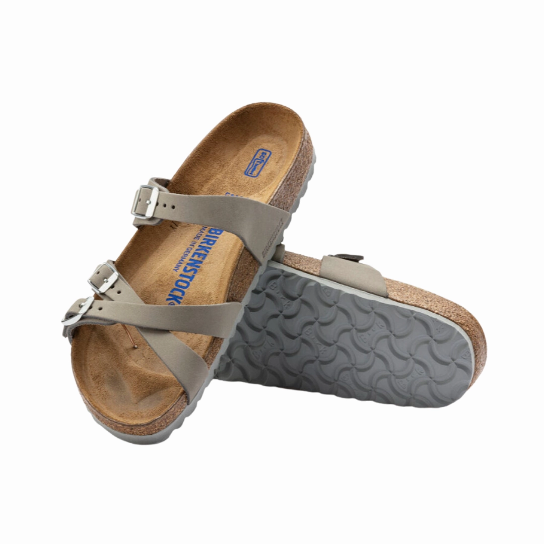 Functional Style Slides Women's Franca Soft Footbed (Nubuck Leather) - Dove Grey