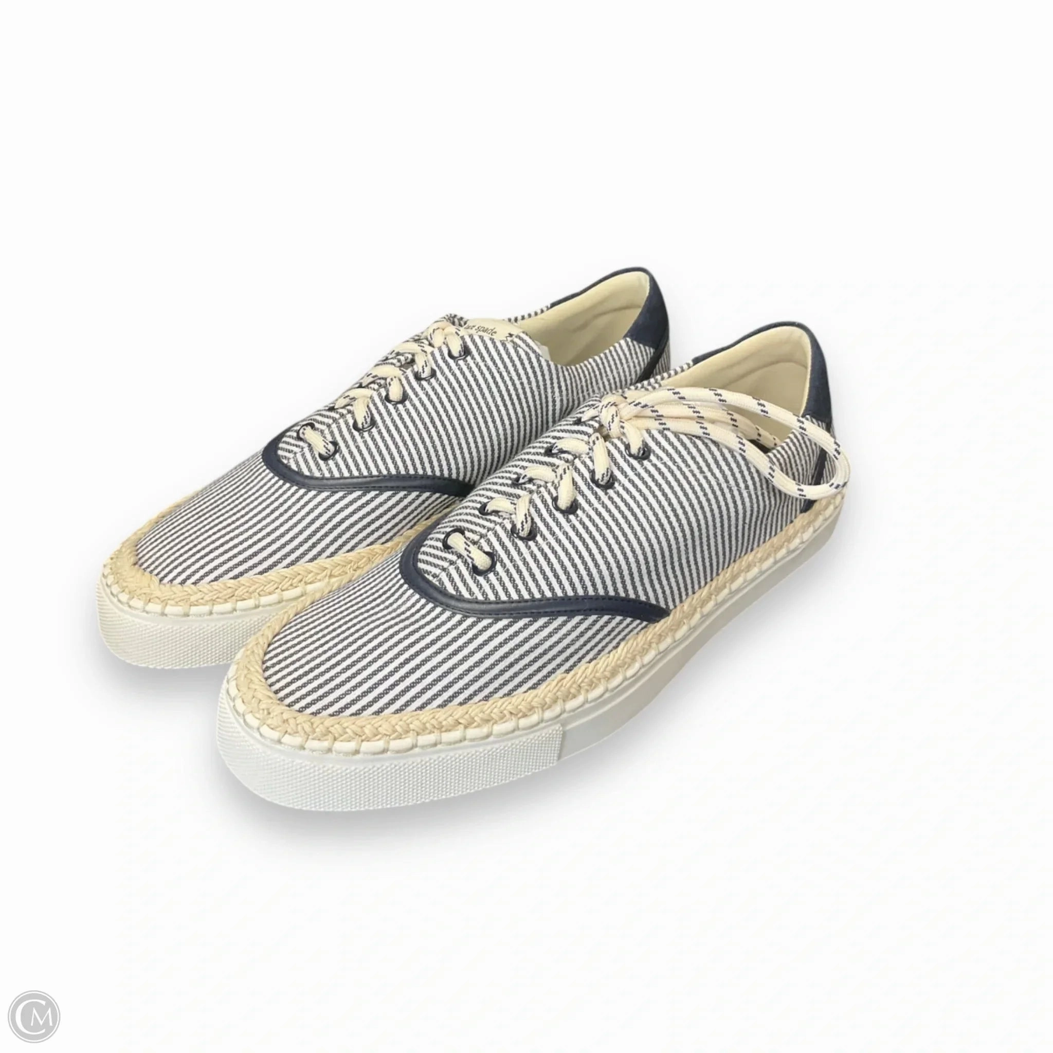 Anti Odor Urban Stroll Shoes Designer By Kate Spade In Blue & White, Size: 9