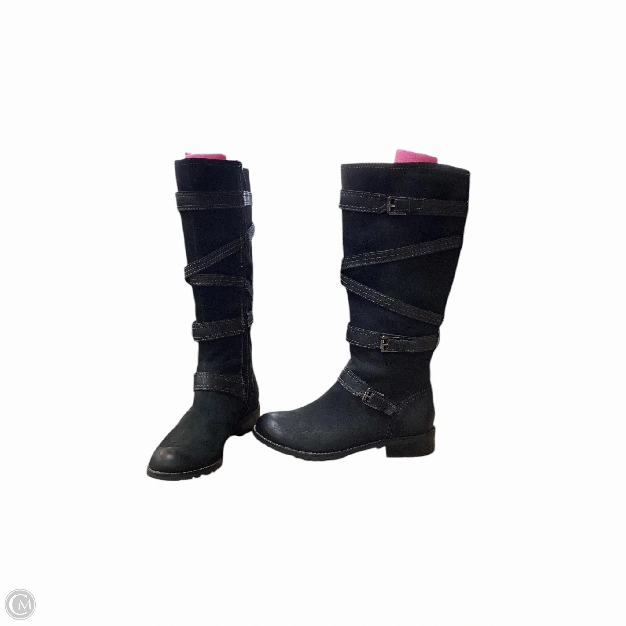 Deep Black Boots Knee Flats By Sofft In Black, Size: 8