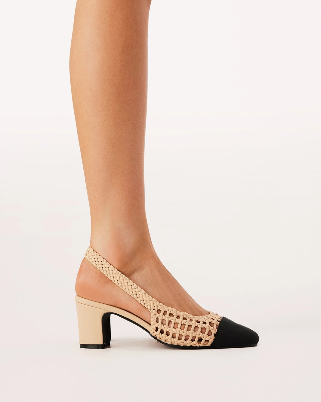 Premium Pumps Luxury Feel FLORIS - NOUGAT-BLACK GROSGRAIN