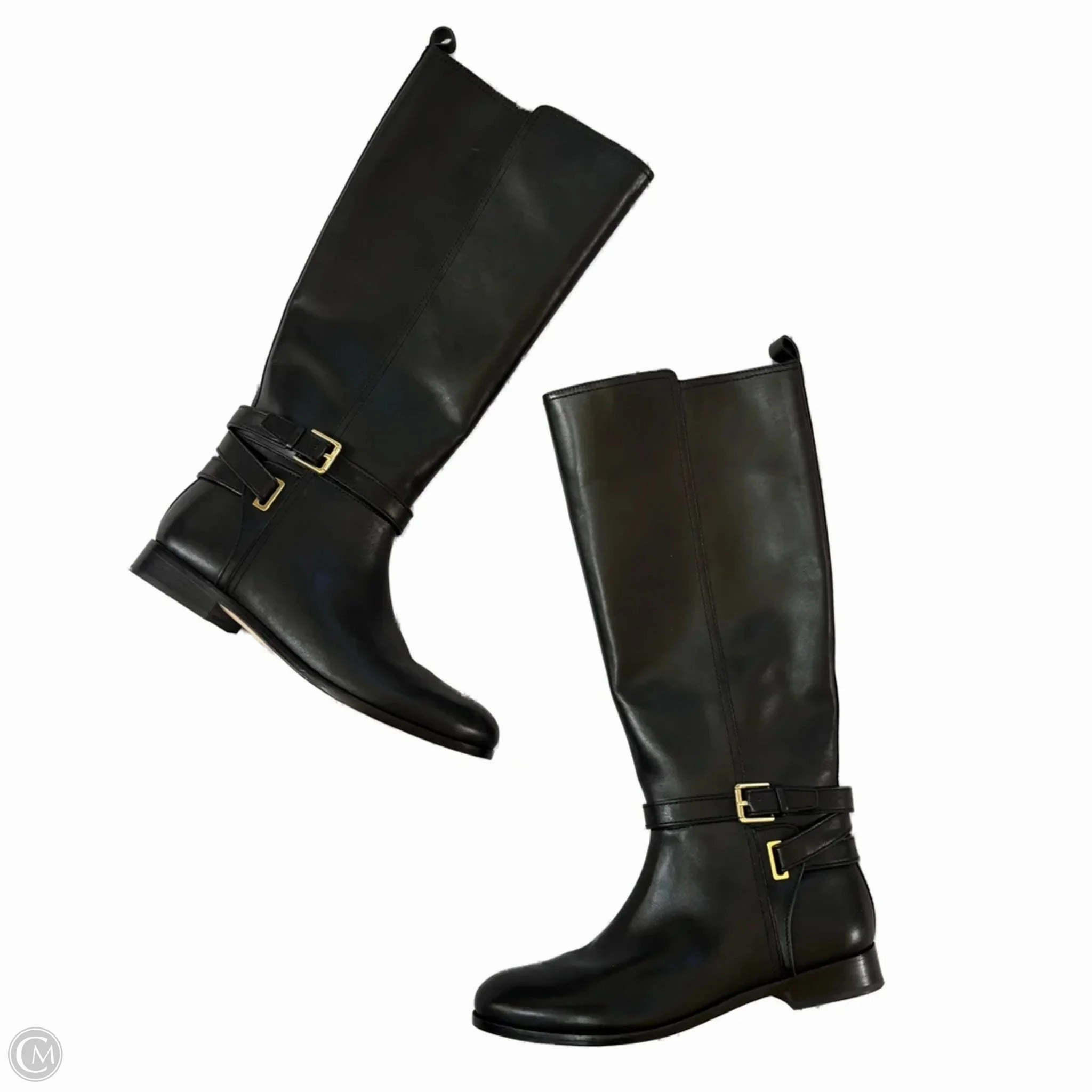 Boots Knee Flats By Lauren By Ralph Lauren In Black, Size: 9 Stability Base