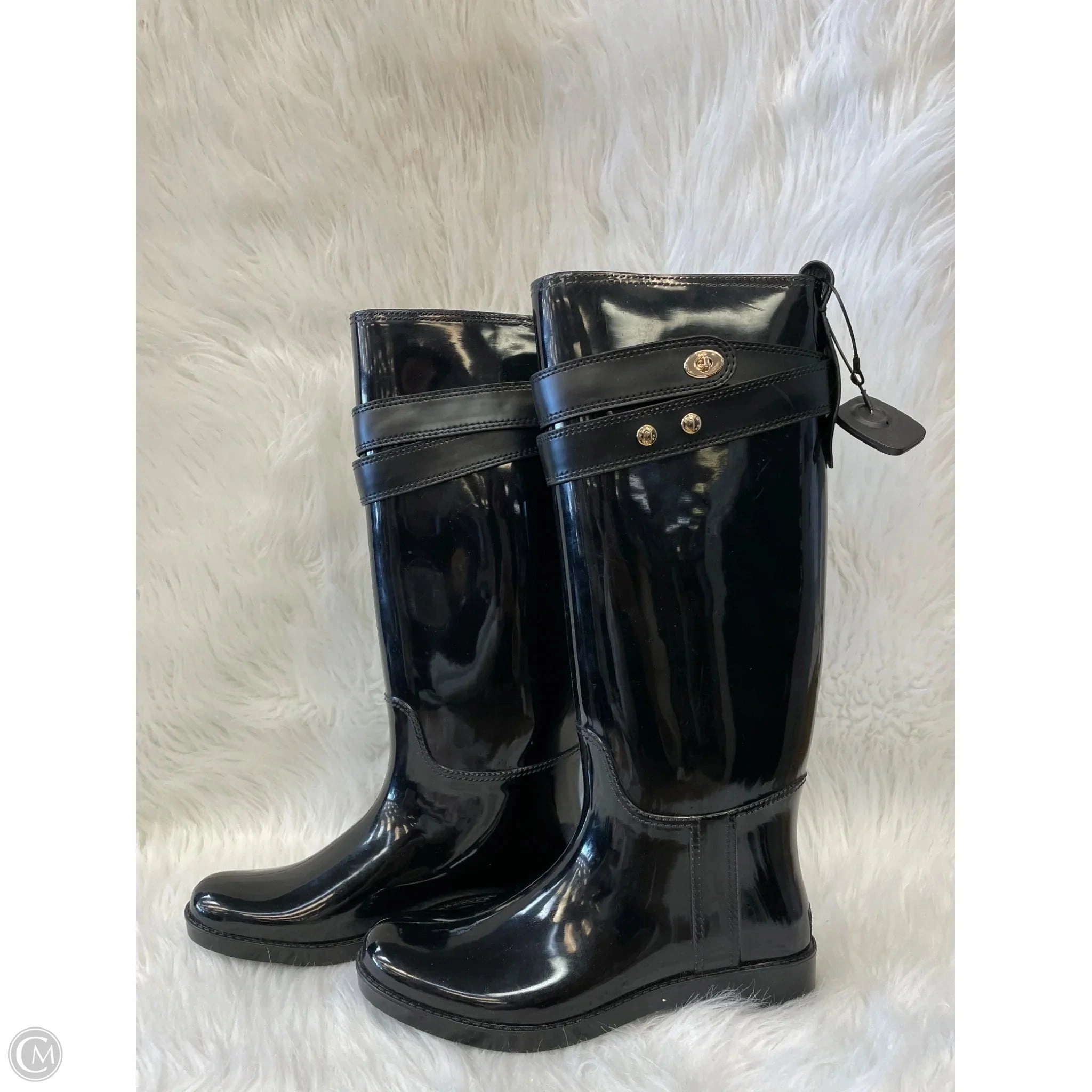 Smooth Soles Boots Designer By Coach In Black, Size: 7