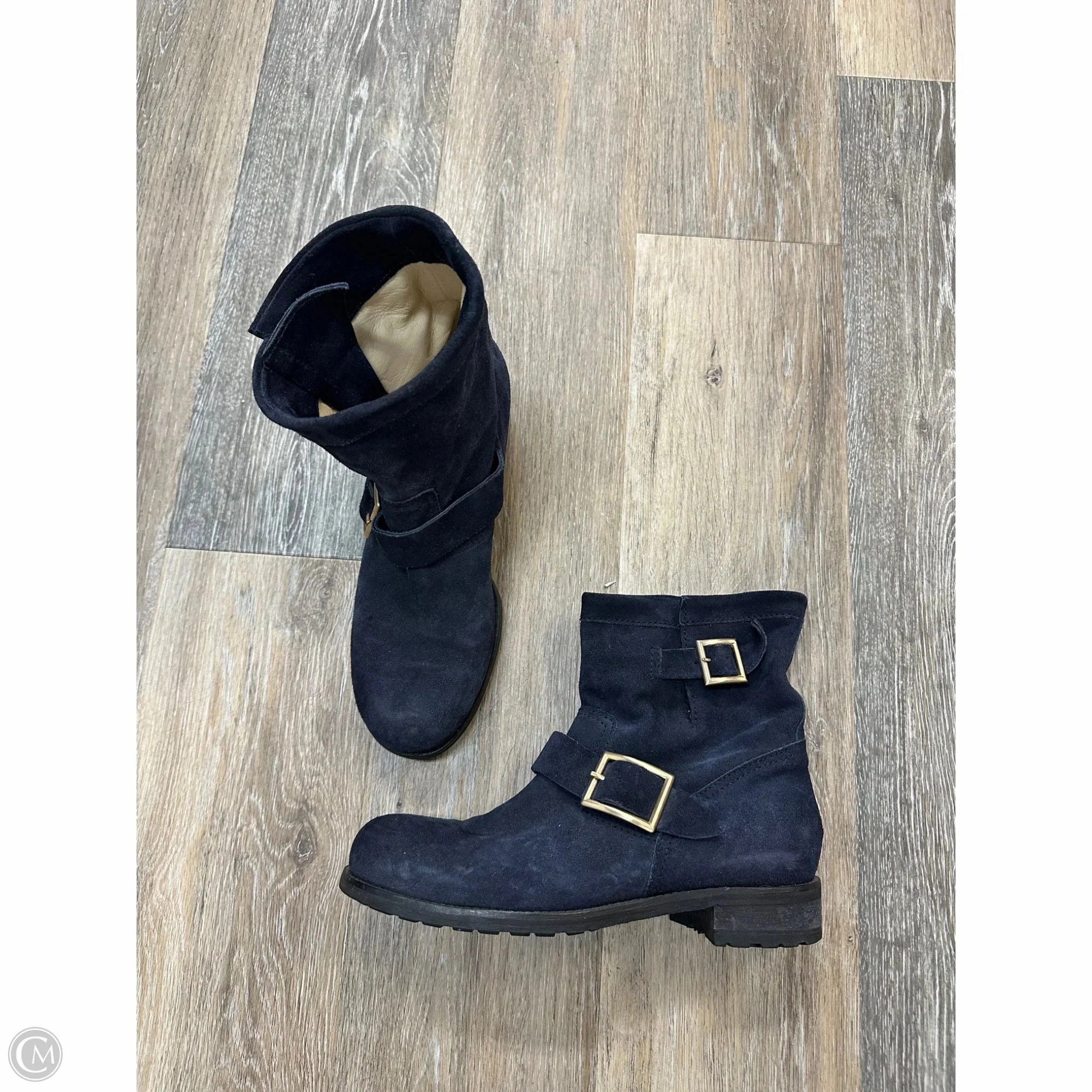 Flexible Fit Busy Professionals Game Ready Boots Luxury Designer By Jimmy Choo In Navy, Size: 8