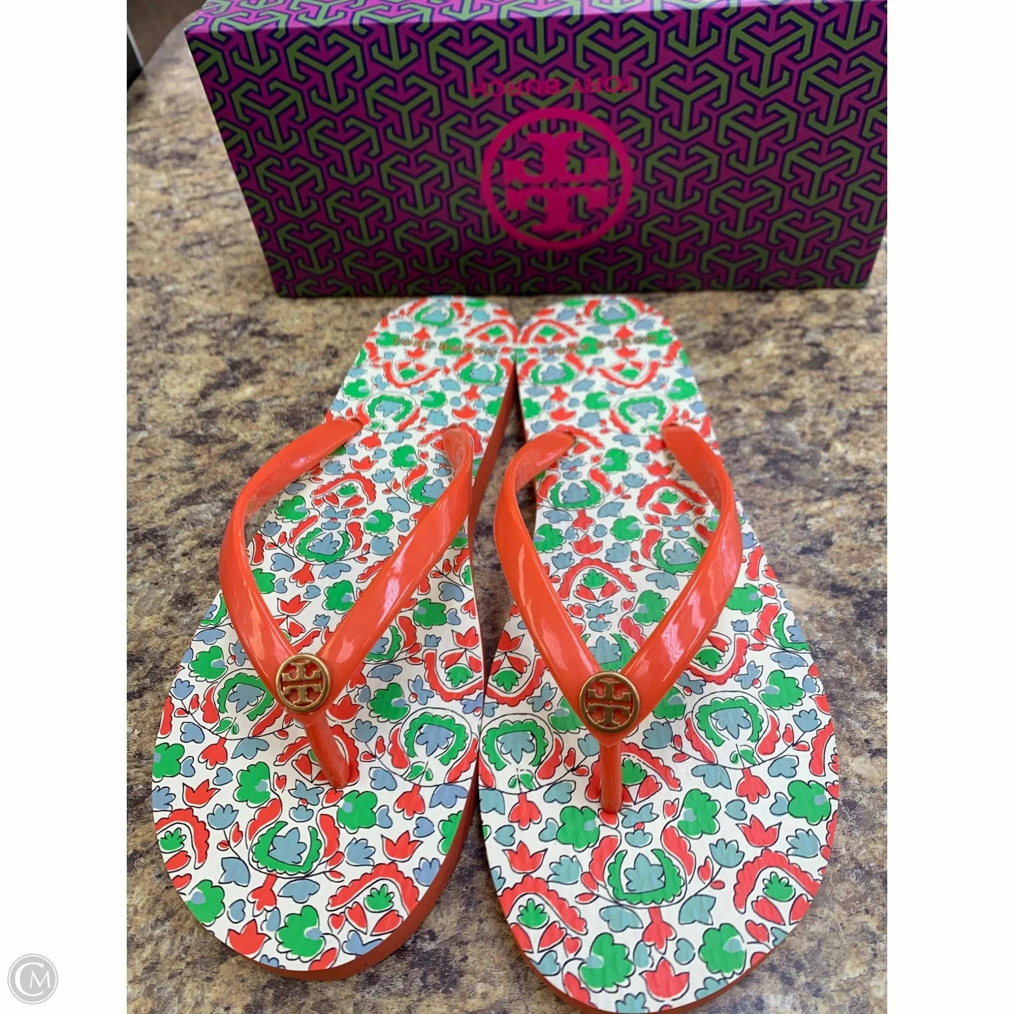 Sandals Designer By Tory Burch In Orange, Size: 7 Summer Heat Silent Walk