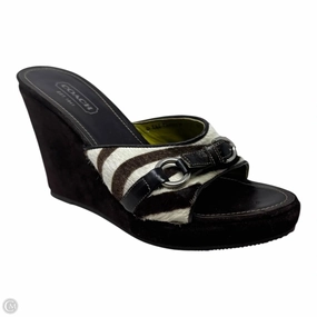 Date night Chrissie Shoes Designer By Coach In Brown & White, Size: 8