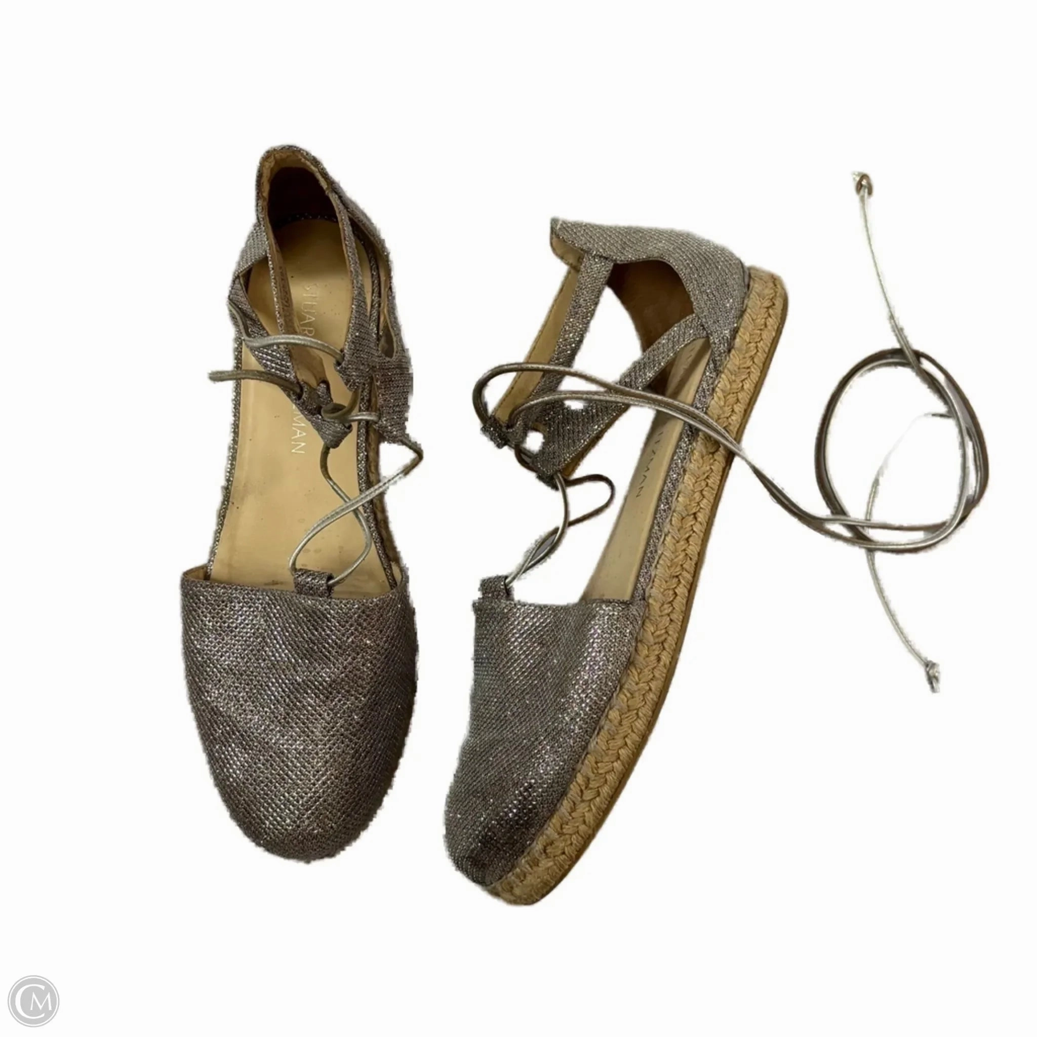 Sandals Designer By Stuart Weitzman In Silver, Size: 9 Red Glow