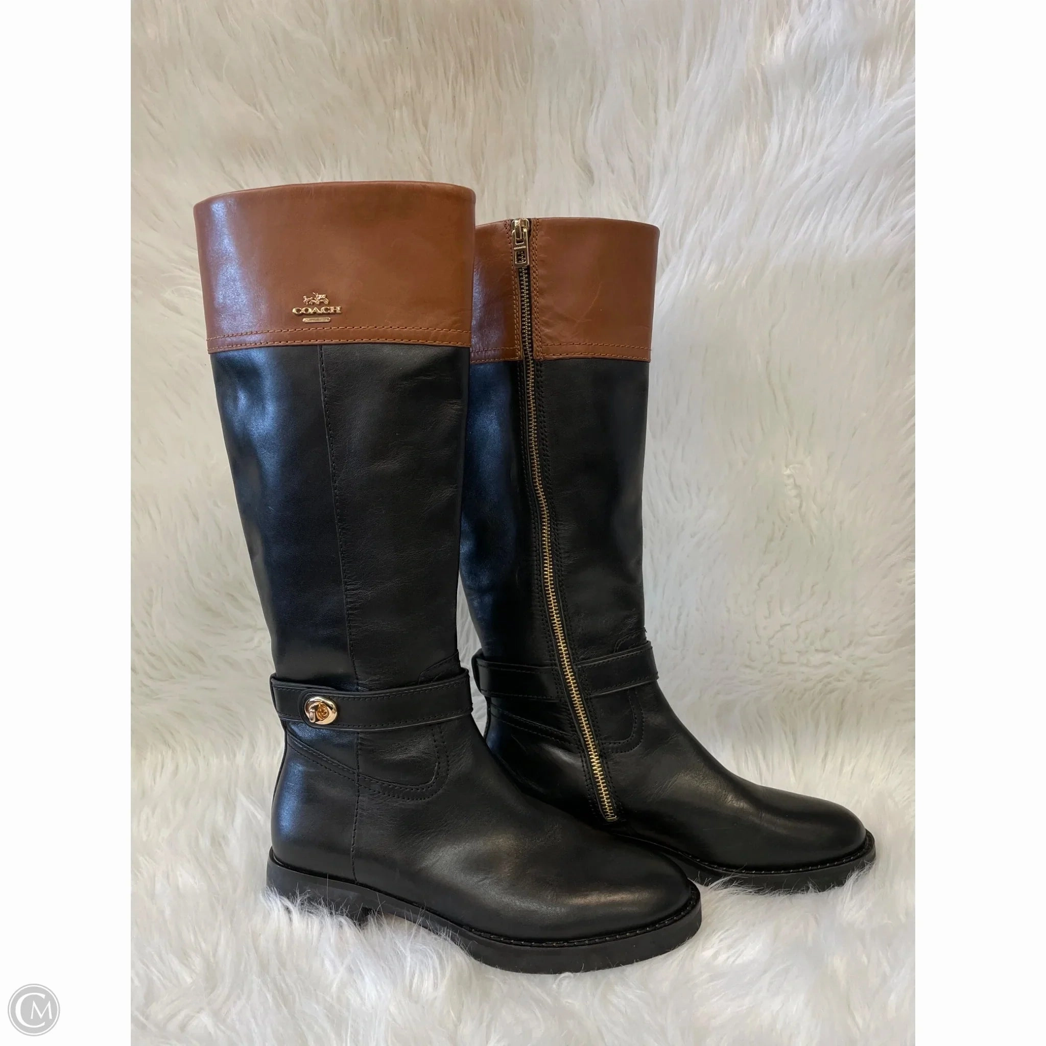 Boots Designer By Coach In Black & Brown, Size: 7 Arch Support Urban Walkers Elastic