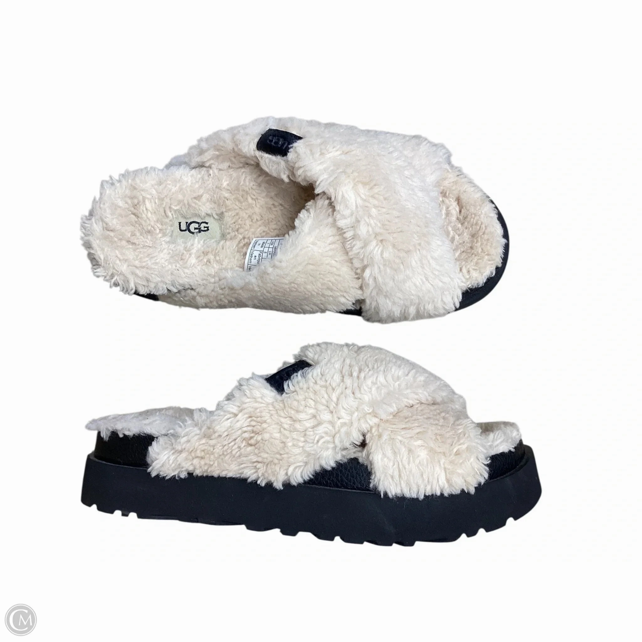 Sandals Designer By Ugg In Black & Tan, Size: 7 Young Mood