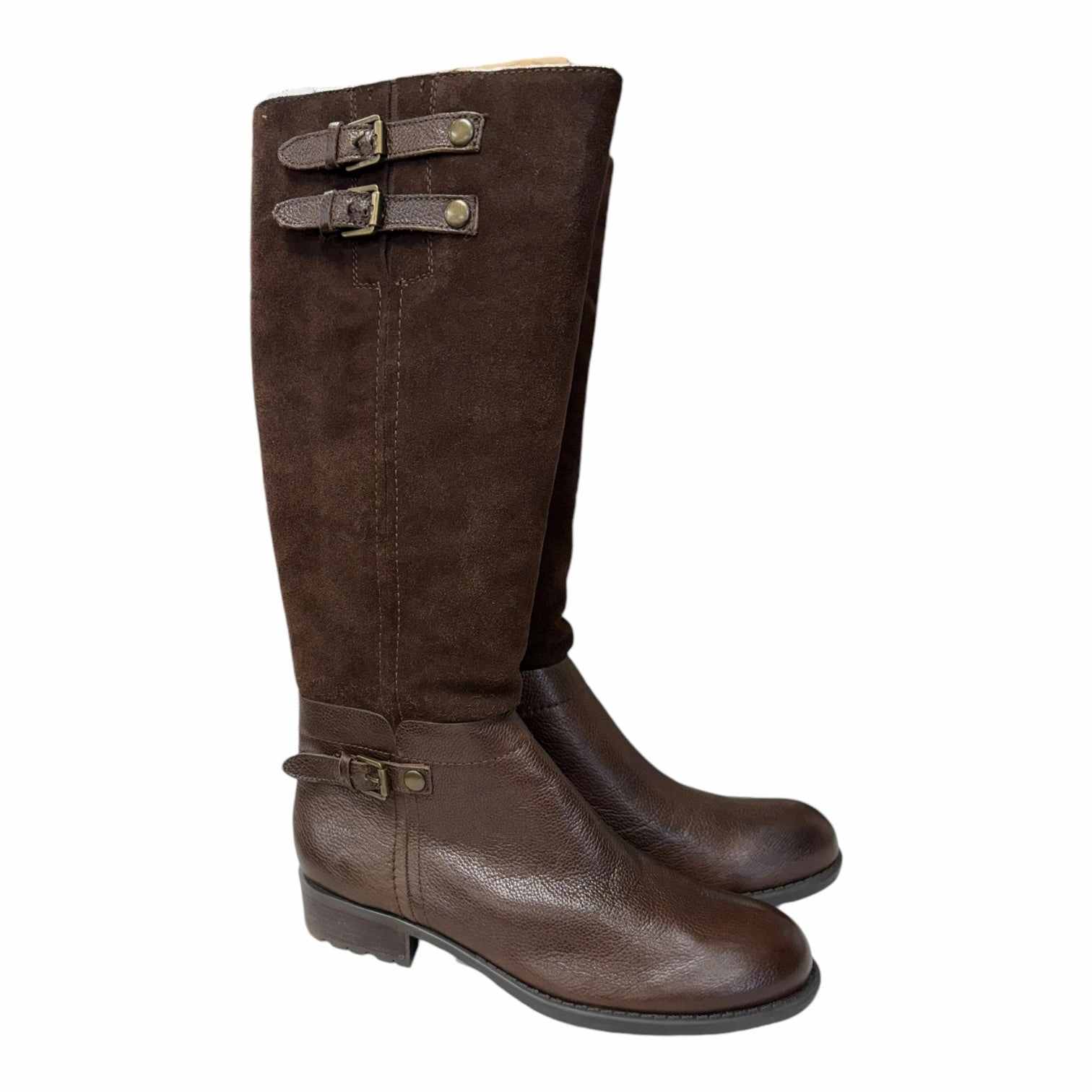 Reinforced Form Windy Weather Boots Knee Flats By Franco Sarto In Brown, Size:9.5