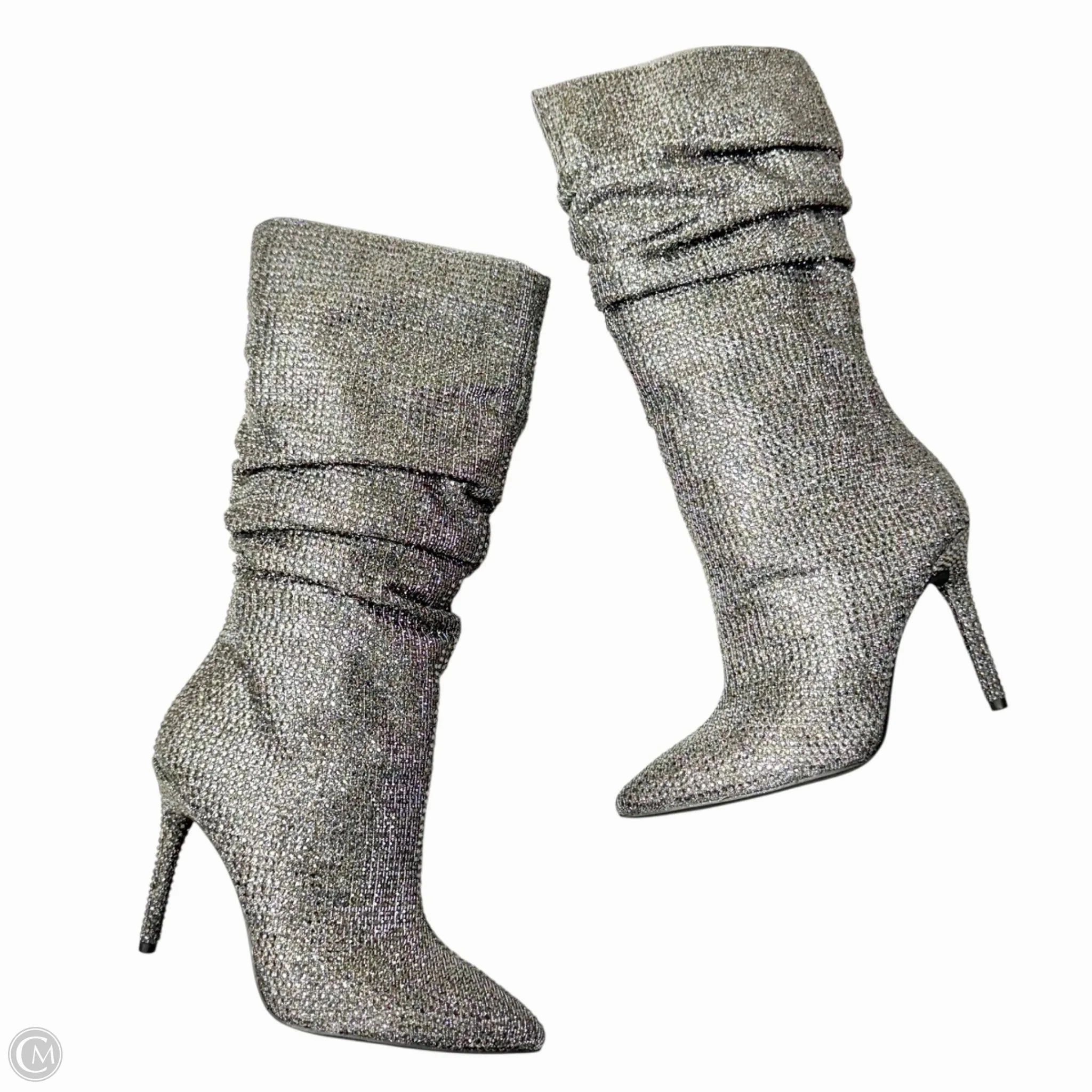 All terrain Easy to Wear Boots Knee Heels By Jessica Simpson In Silver, Size: 8.5