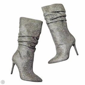 All terrain Easy to Wear Boots Knee Heels By Jessica Simpson In Silver, Size: 8.5