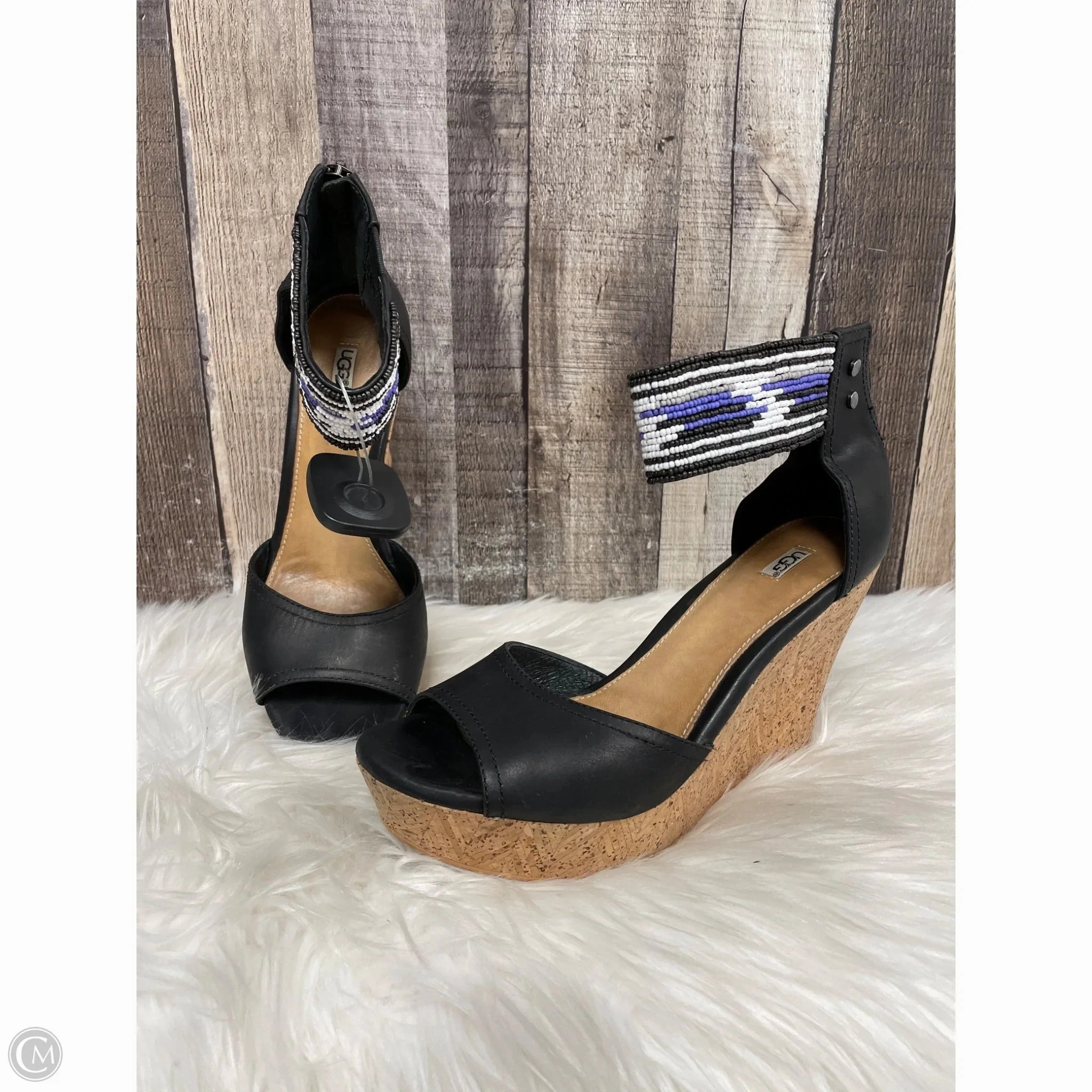 Sandals Designer By Ugg In Black & Purple, Size: 8 Eco Friendly Minimalist Fans Breathable Inner Sleeve