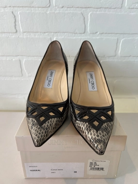 Deep Shade Shoes Luxury Designer By Jimmy Choo In Snakeskin Print, Size: 7.5