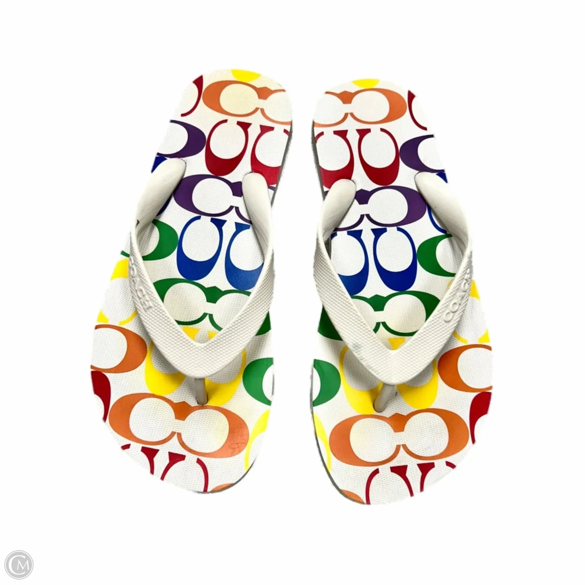 Sandals Designer By Coach In Rainbow Print, Size: 5/6 Calm Mood